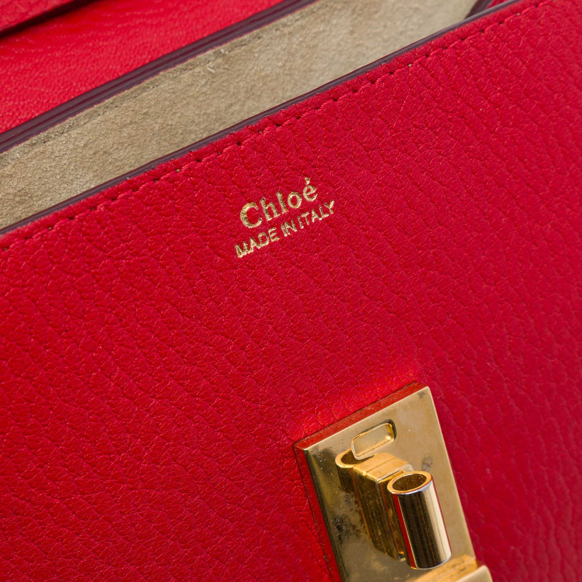 Chloé Mini Leather Drew Crossbody — Red