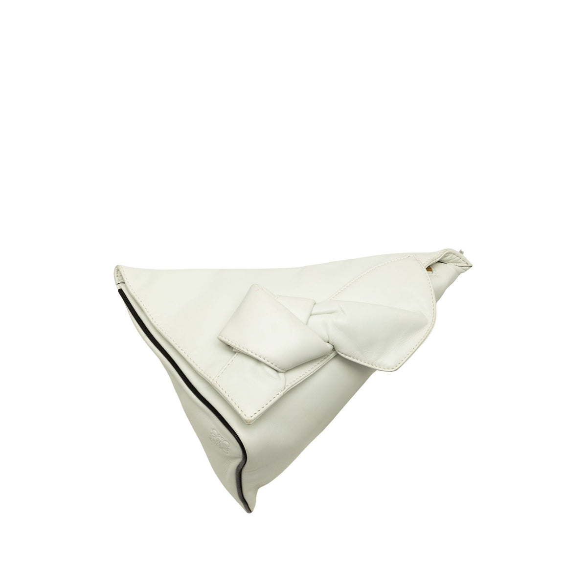 LOEWE Calfskin Wedge Bow Triangular Clutch — White