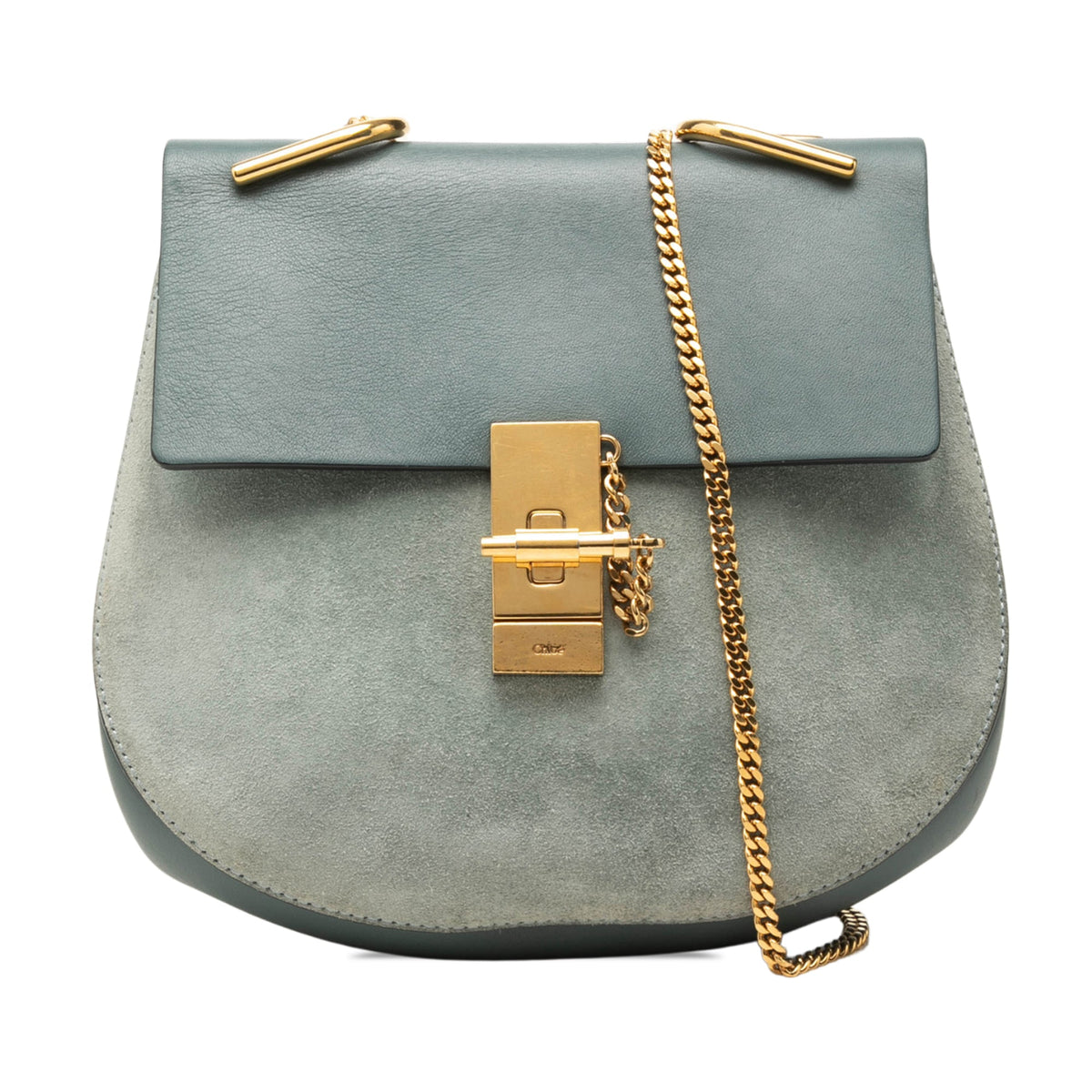 Chloé Small Suede and Calfskin Drew Crossbody — Blue