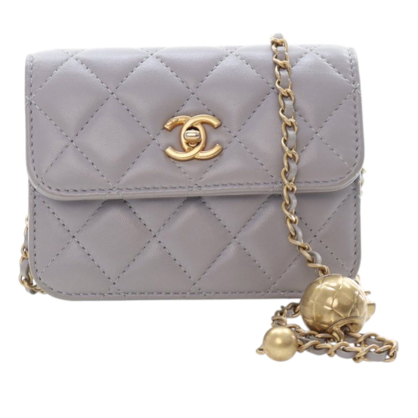 Chanel Mini Quilted Lambskin Pearl Crush Clutch with Chain