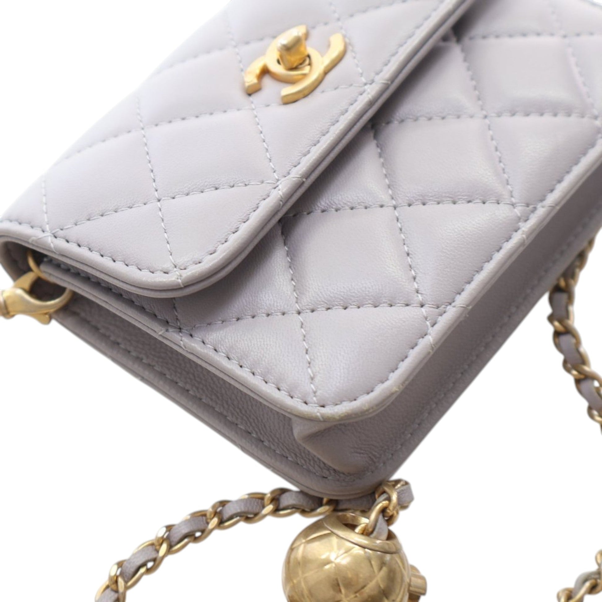 Chanel Mini Quilted Lambskin Pearl Crush Clutch with Chain
