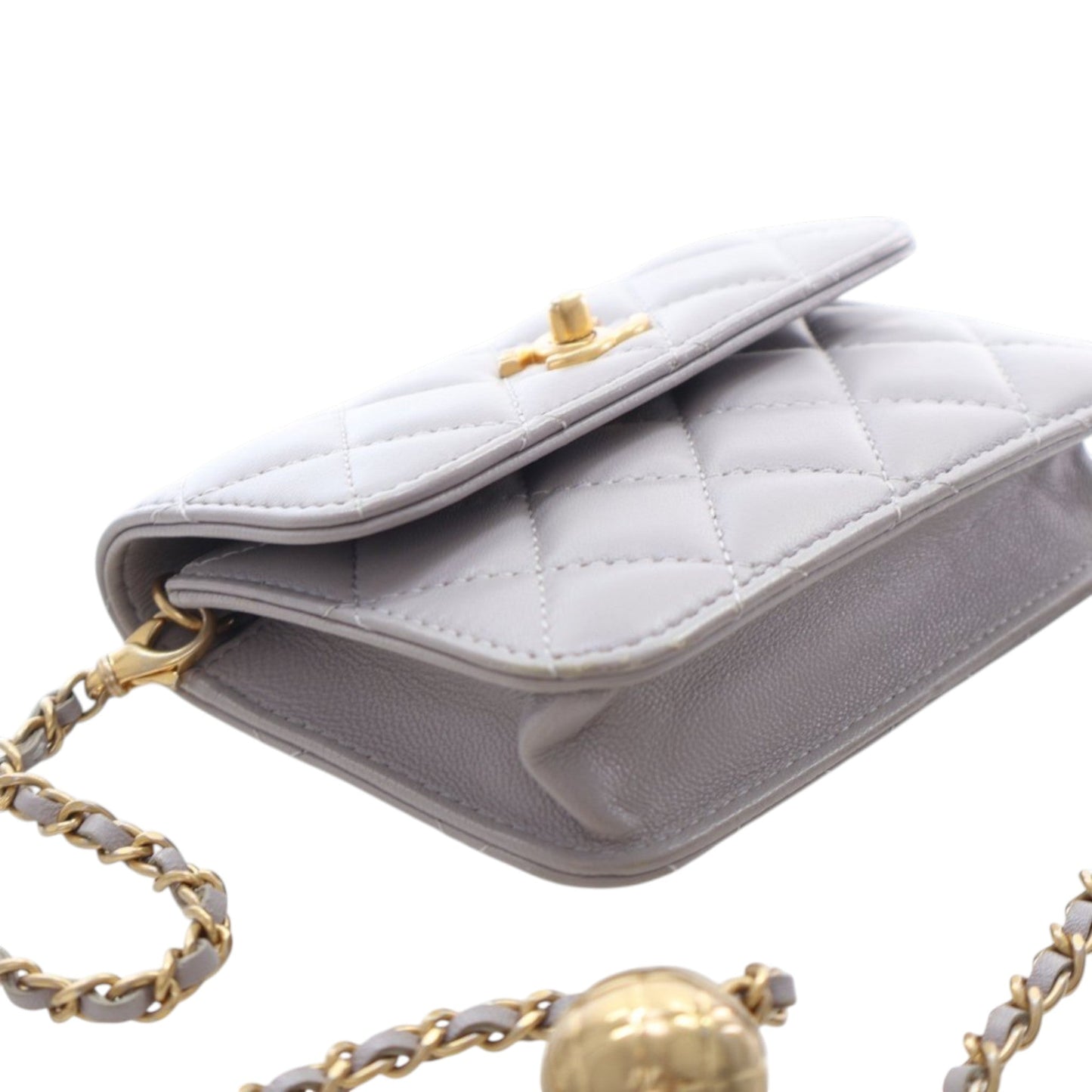 Chanel Mini Quilted Lambskin Pearl Crush Clutch with Chain