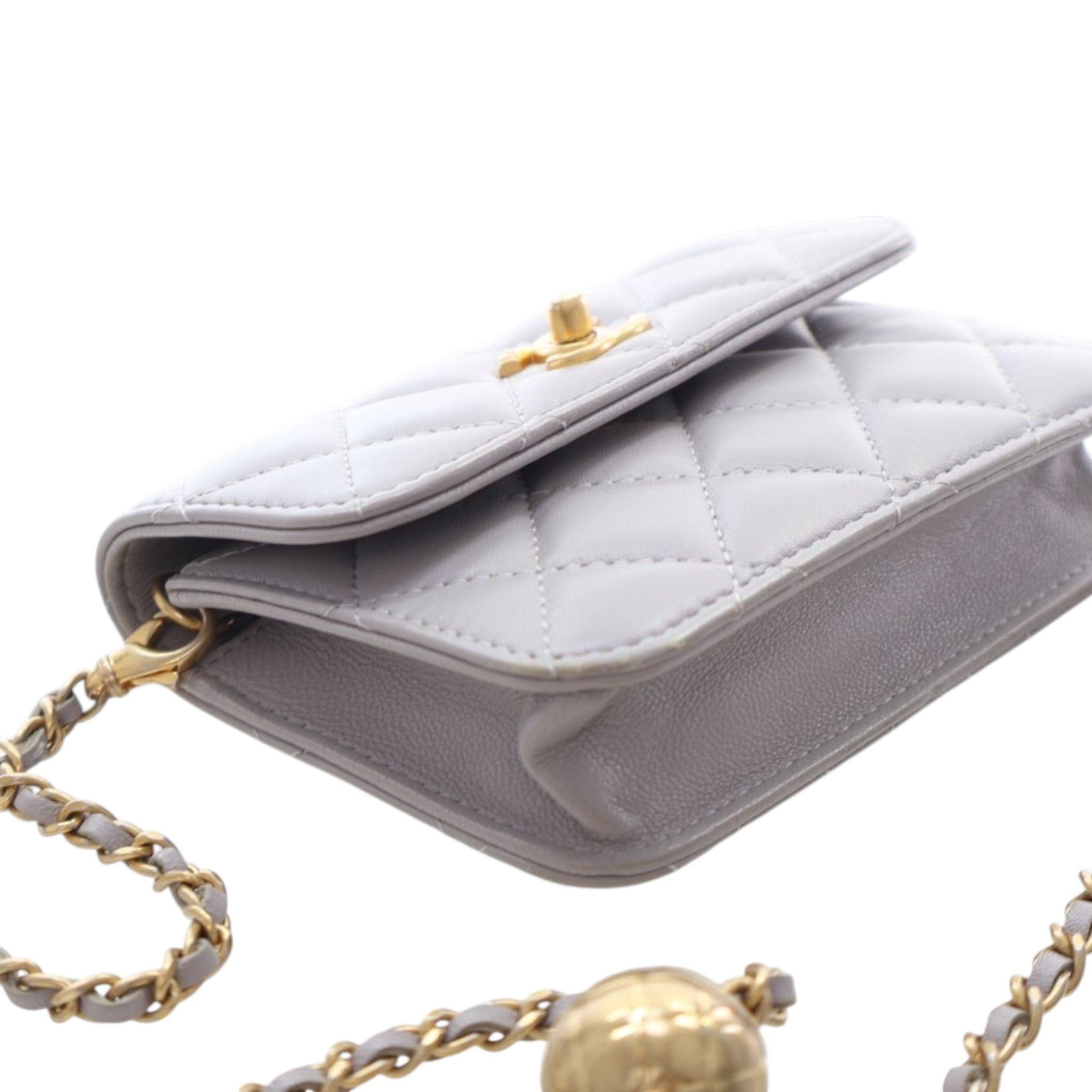 Chanel Mini Quilted Lambskin Pearl Crush Clutch with Chain