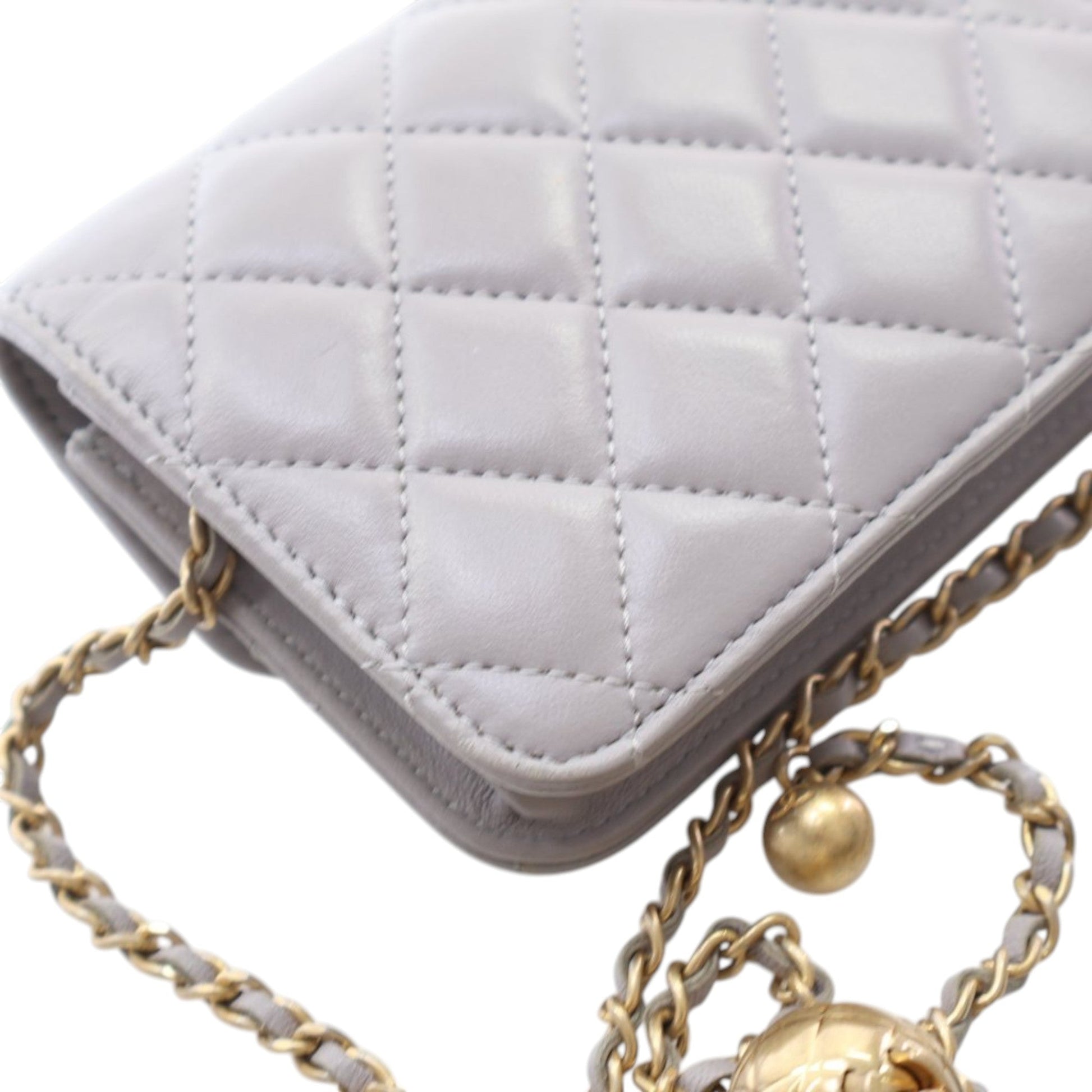 Chanel Mini Quilted Lambskin Pearl Crush Clutch with Chain