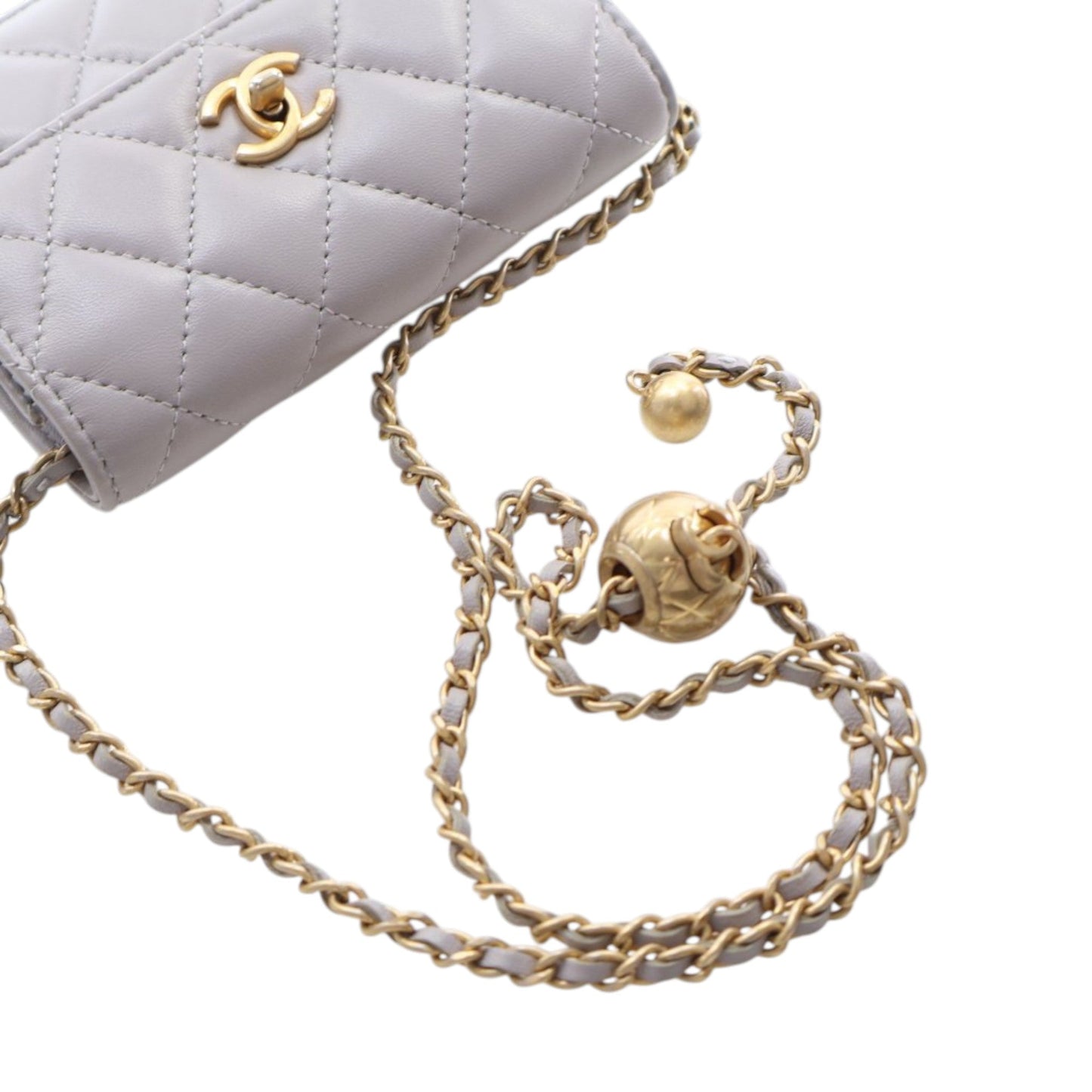 Chanel Mini Quilted Lambskin Pearl Crush Clutch with Chain