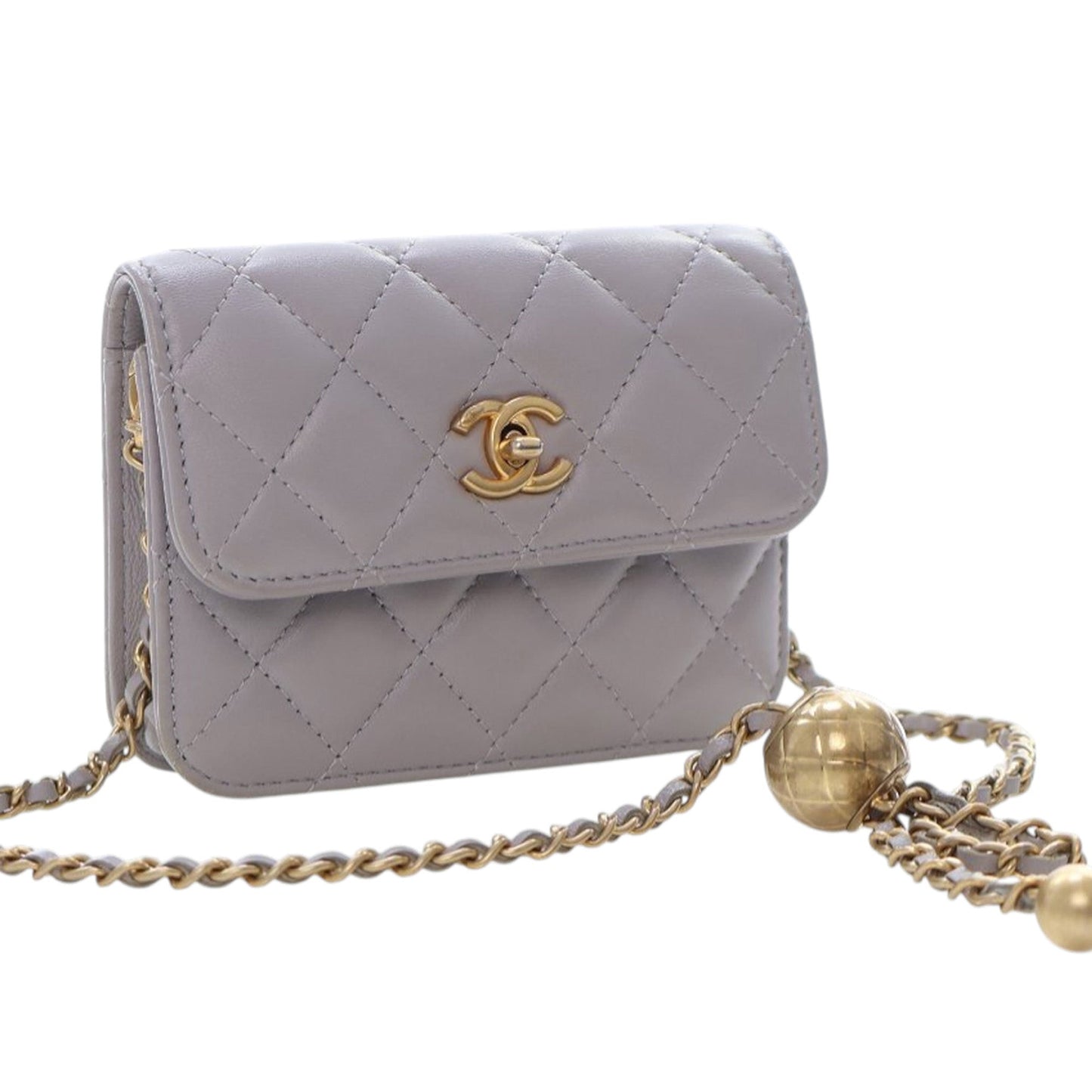 Chanel Mini Quilted Lambskin Pearl Crush Clutch with Chain