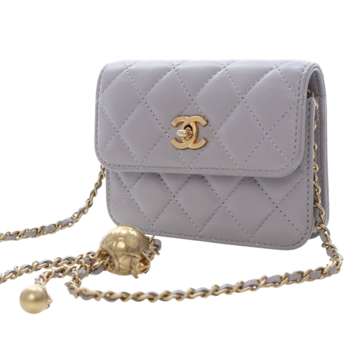 Chanel Mini Quilted Lambskin Pearl Crush Clutch with Chain