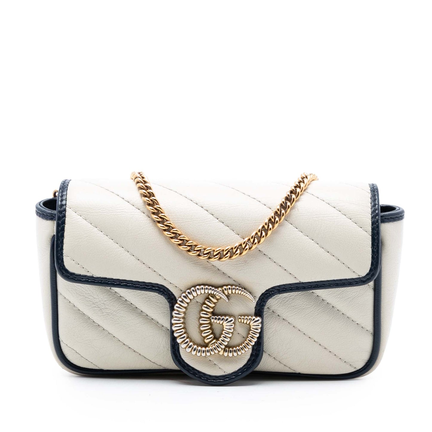 Gucci Super Mini GG Marmont Matelasse Leather Torchon Flap Crossbody