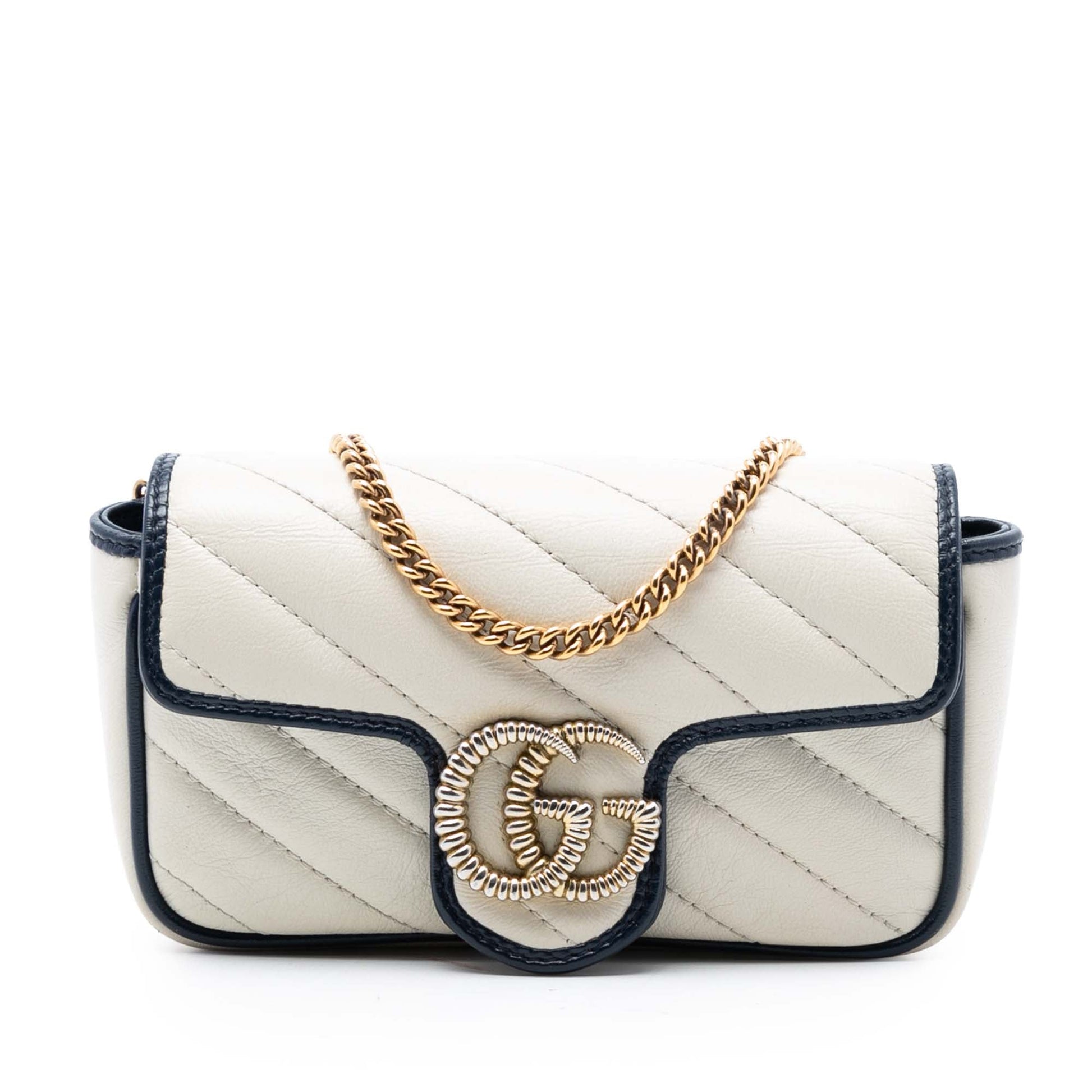 Gucci Super Mini GG Marmont Matelasse Leather Torchon Flap Crossbody