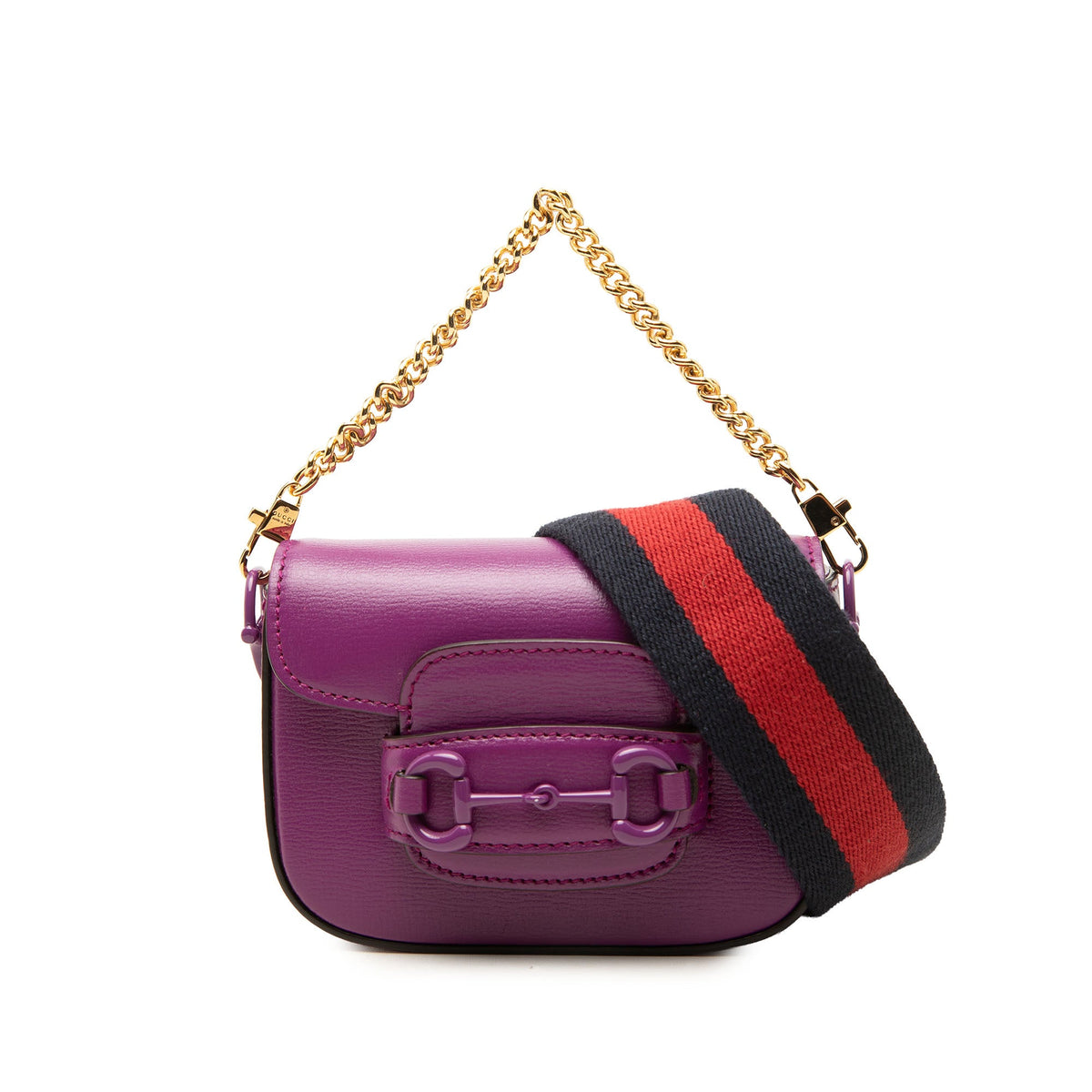 Gucci Mini Calfskin Horsebit 1955 Web Satchel — Purple