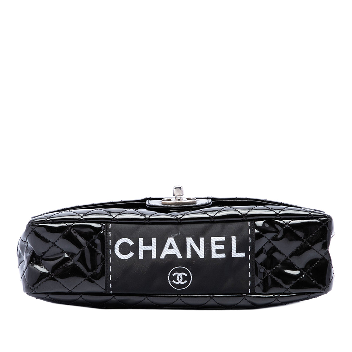 Chanel Medium Quilted Patent Secret Label Flap — Black
