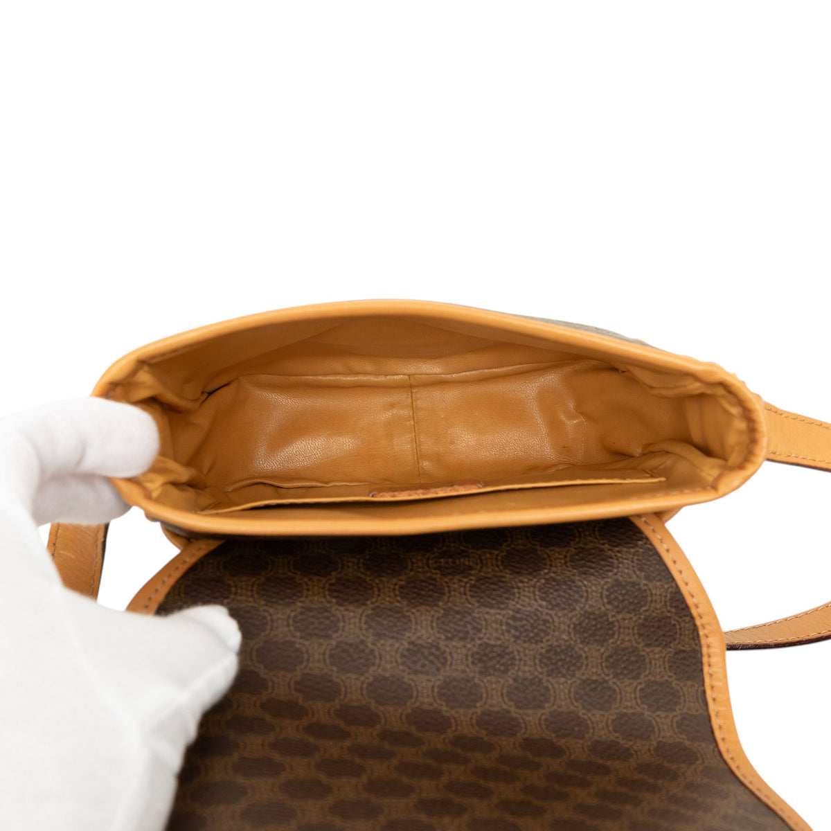 Celine Macadam Coated Canvas Crossbody — Brown
