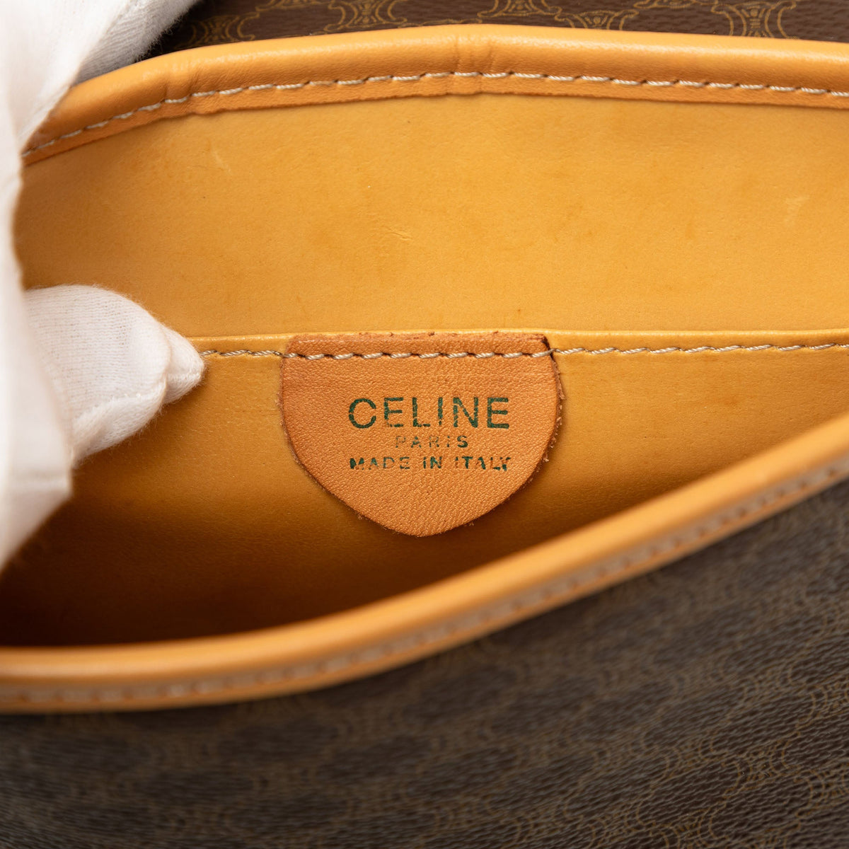 Celine Macadam Coated Canvas Crossbody — Brown