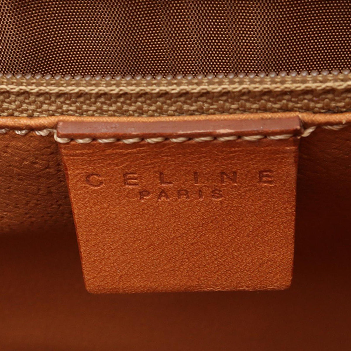 Celine Macadam Coated Canvas Satchel — Brown