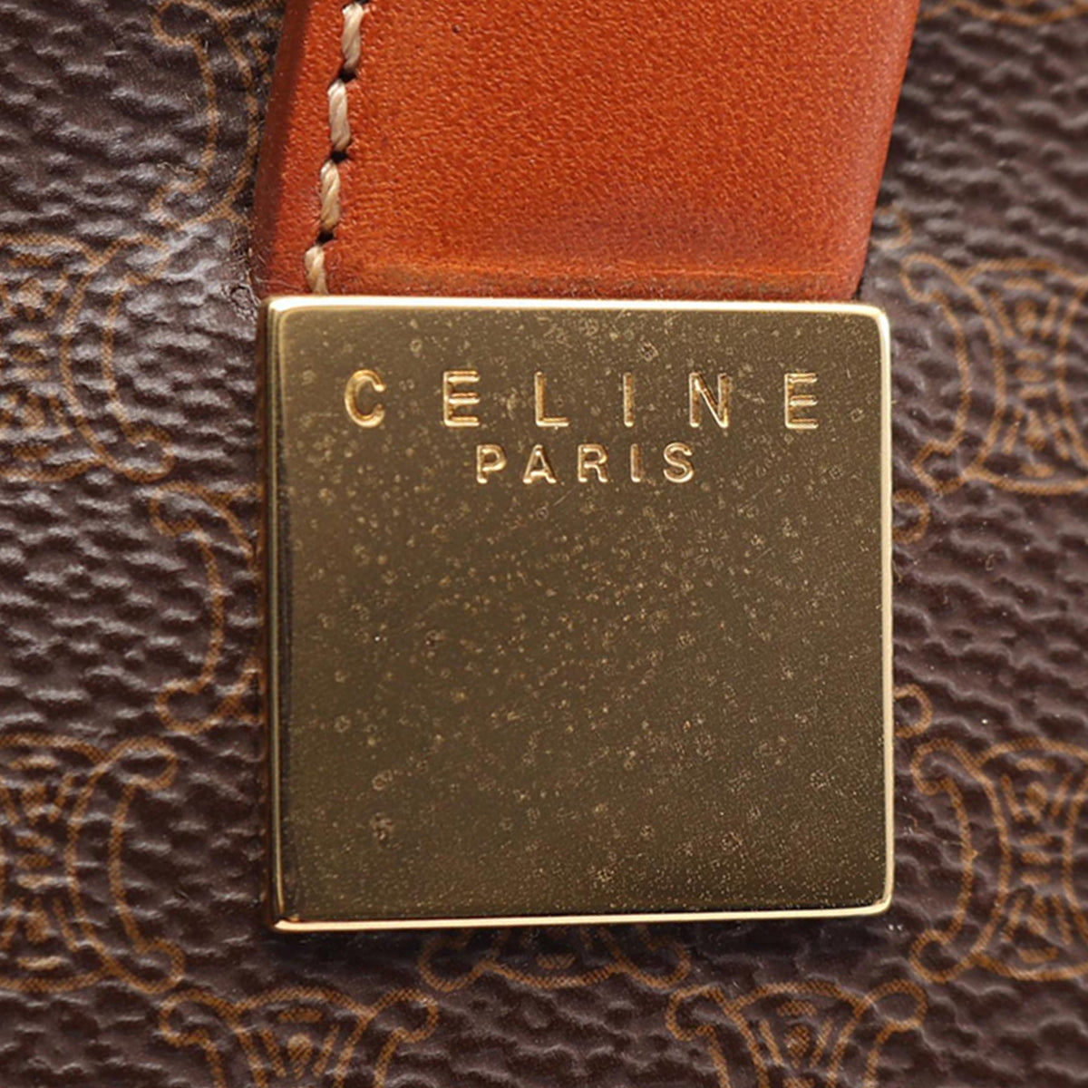 Celine Macadam Coated Canvas Satchel — Brown