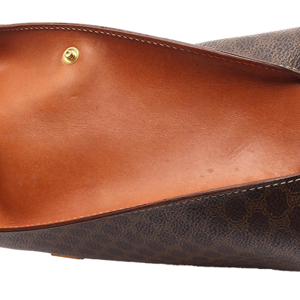 Celine Macadam Coated Canvas Satchel — Brown