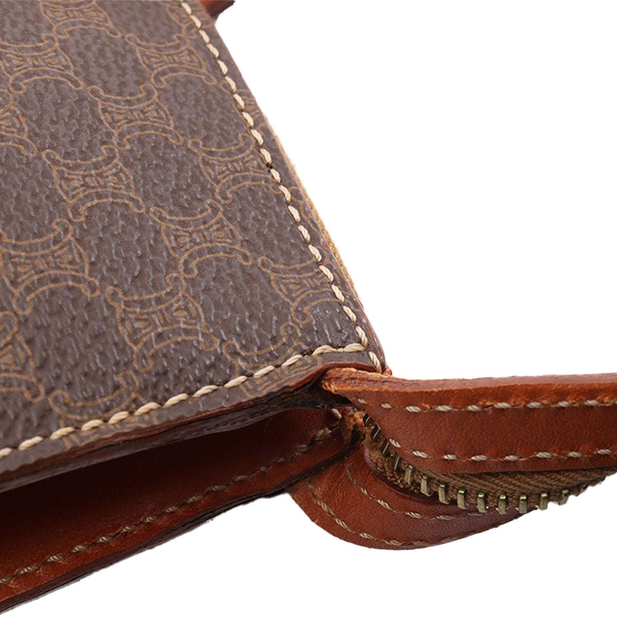 Celine Macadam Coated Canvas Satchel — Brown