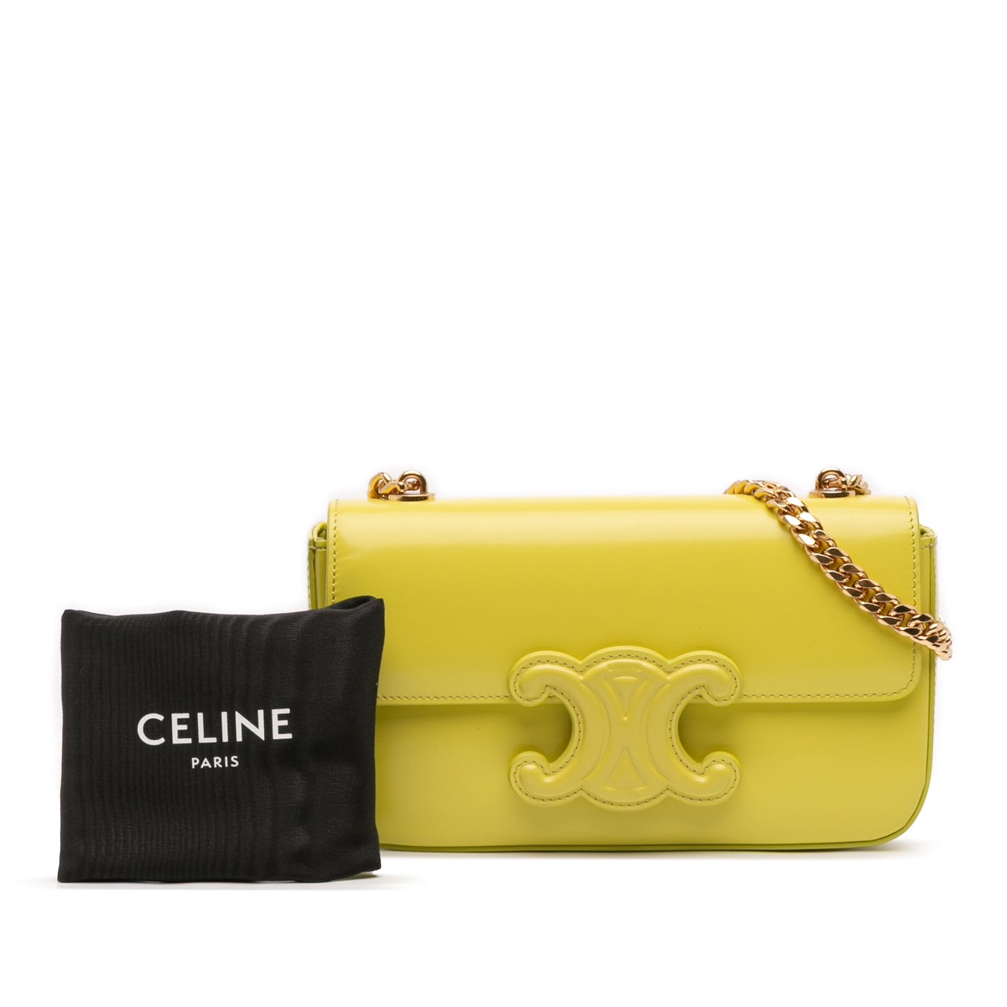 Celine Calfskin Cuir Triomphe Chain Shoulder Bag