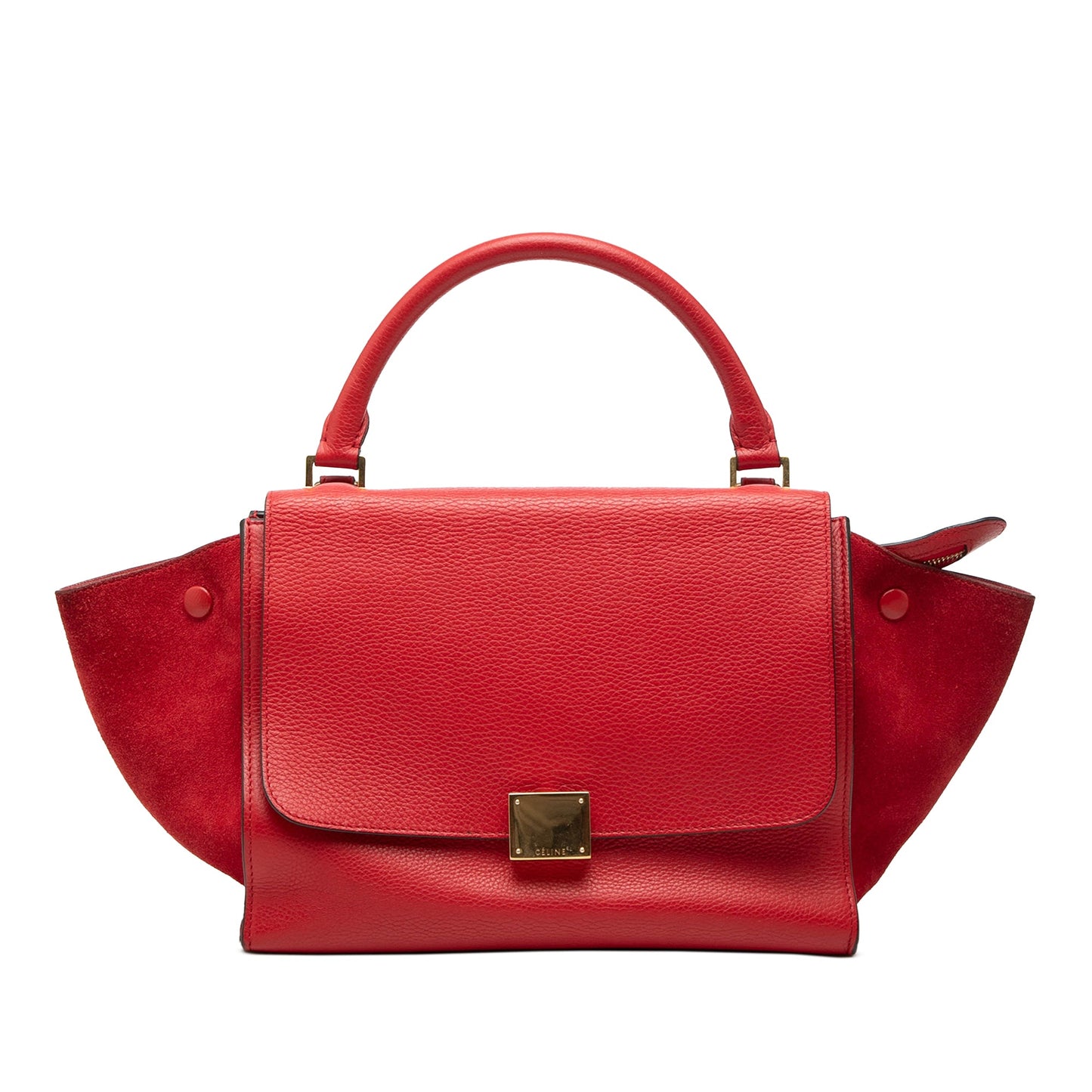 Celine Small Drummed Calfskin and Suede Trapeze Satchel