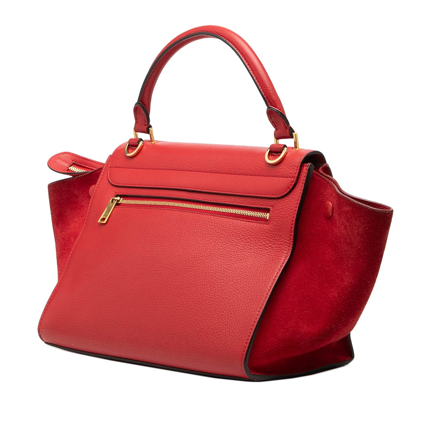 Celine Small Drummed Calfskin and Suede Trapeze Satchel