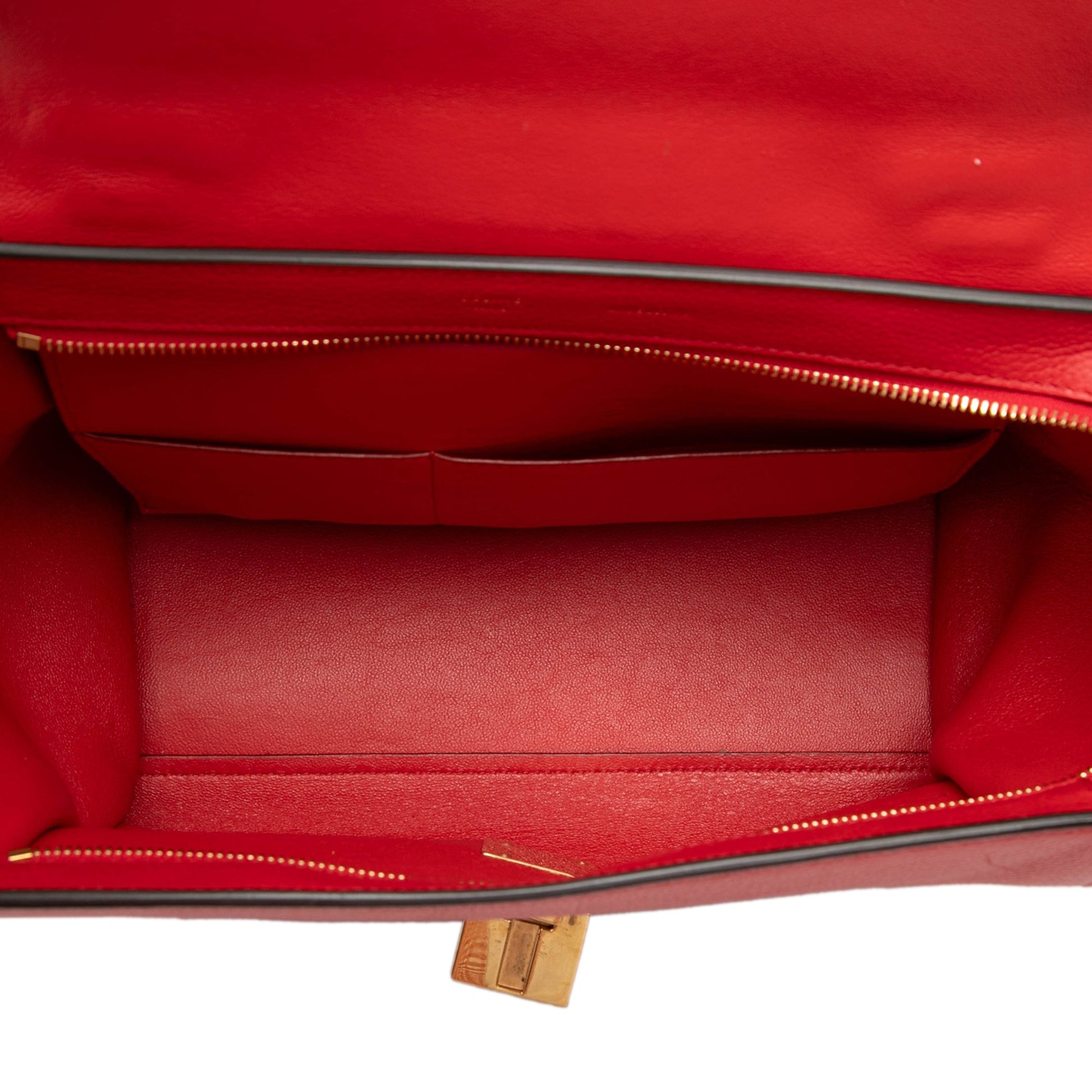 Celine Small Drummed Calfskin and Suede Trapeze Satchel