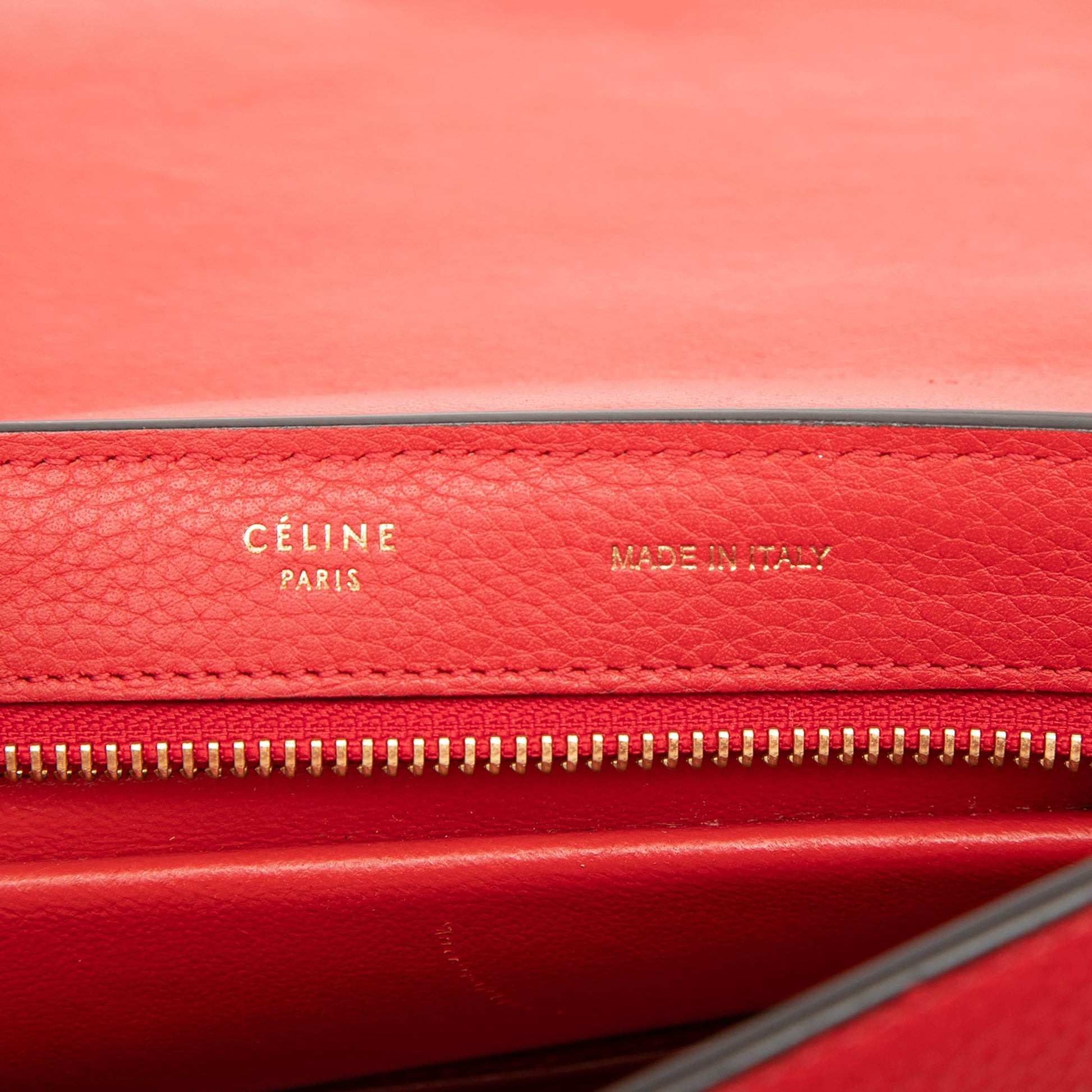 Celine Small Drummed Calfskin and Suede Trapeze Satchel