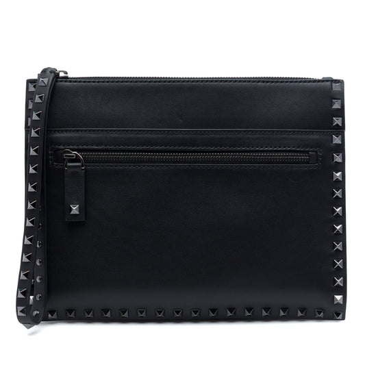 Valentino Leather Rockstud Untitled Wristlet Clutch
