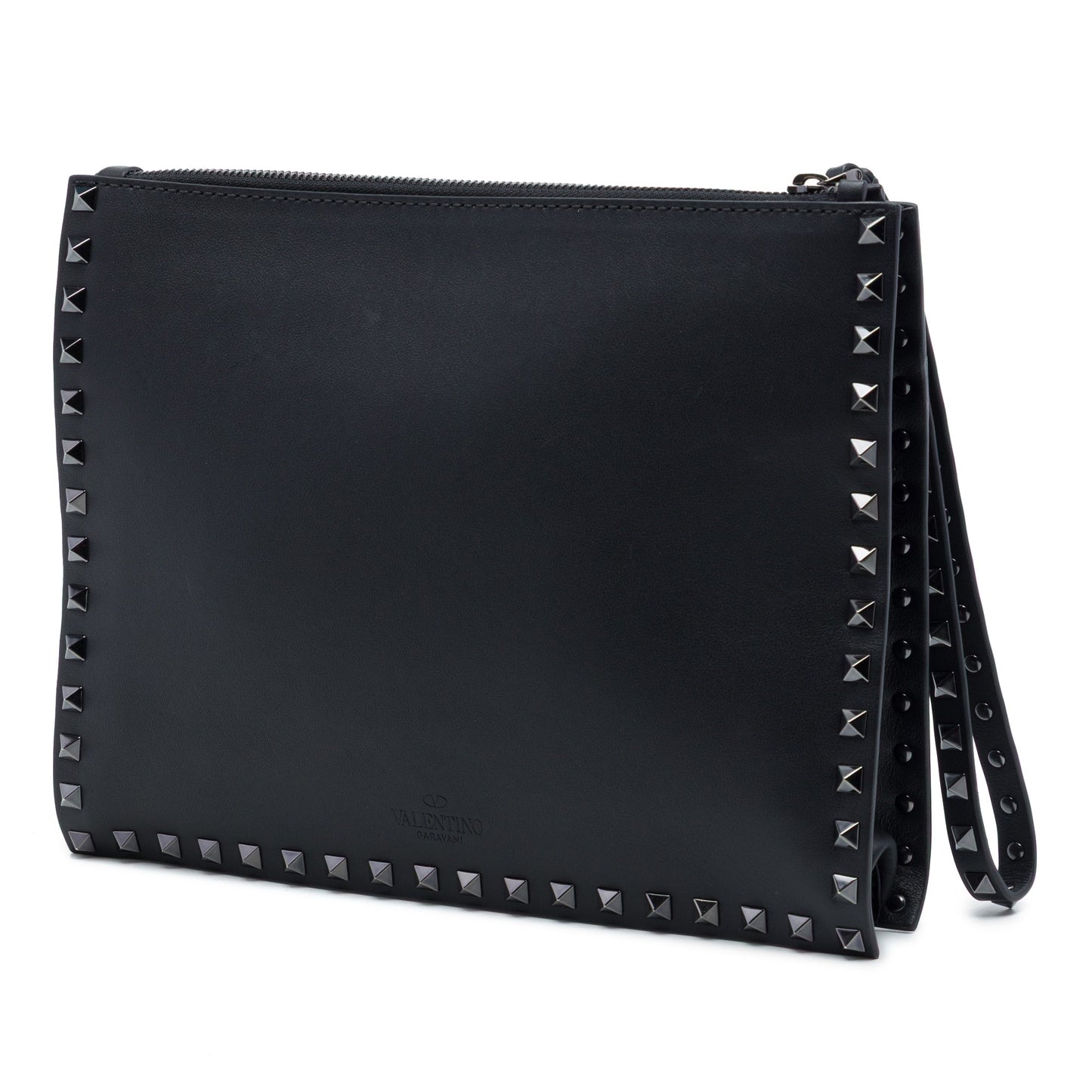 Valentino Leather Rockstud Untitled Wristlet Clutch