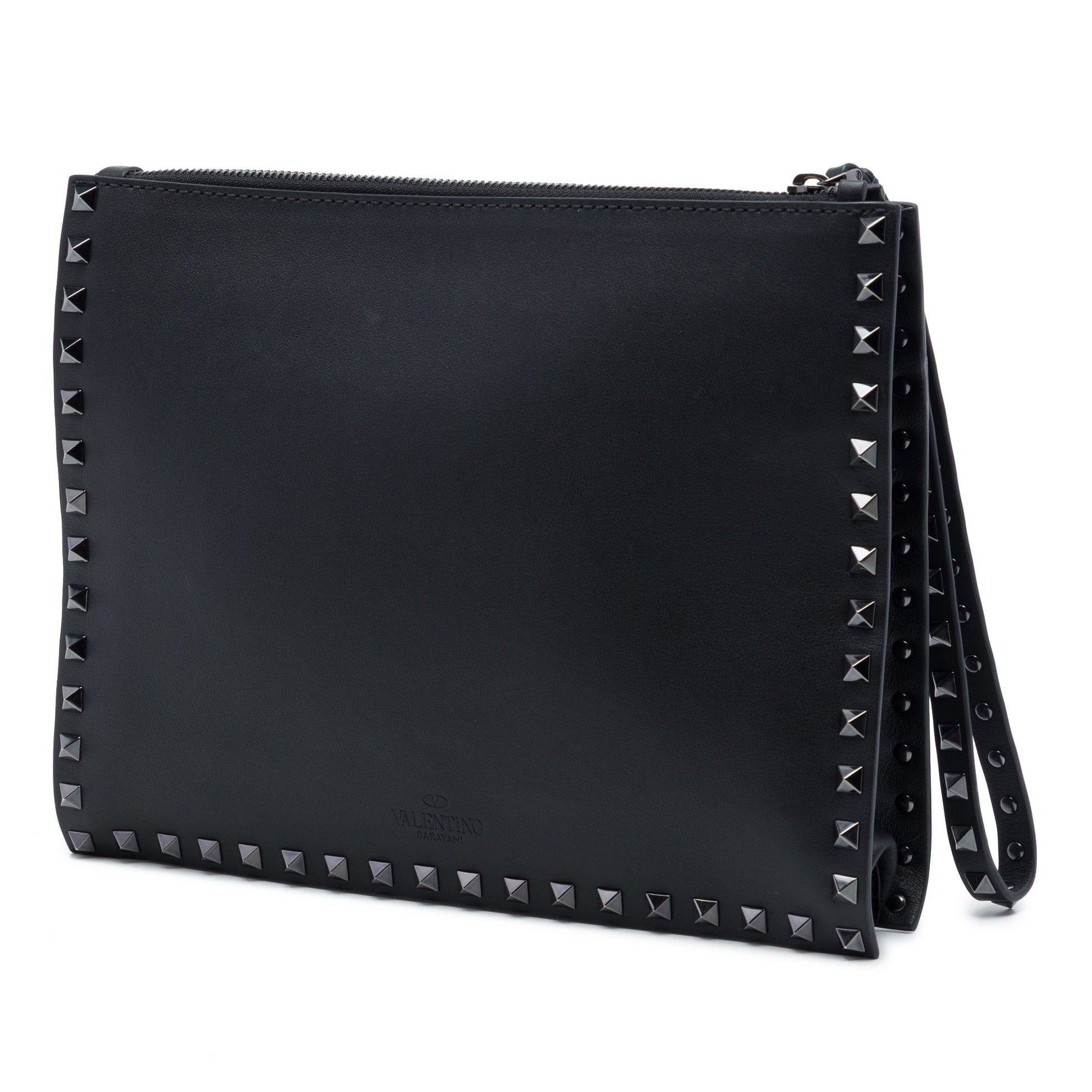 Valentino Leather Rockstud Untitled Wristlet Clutch