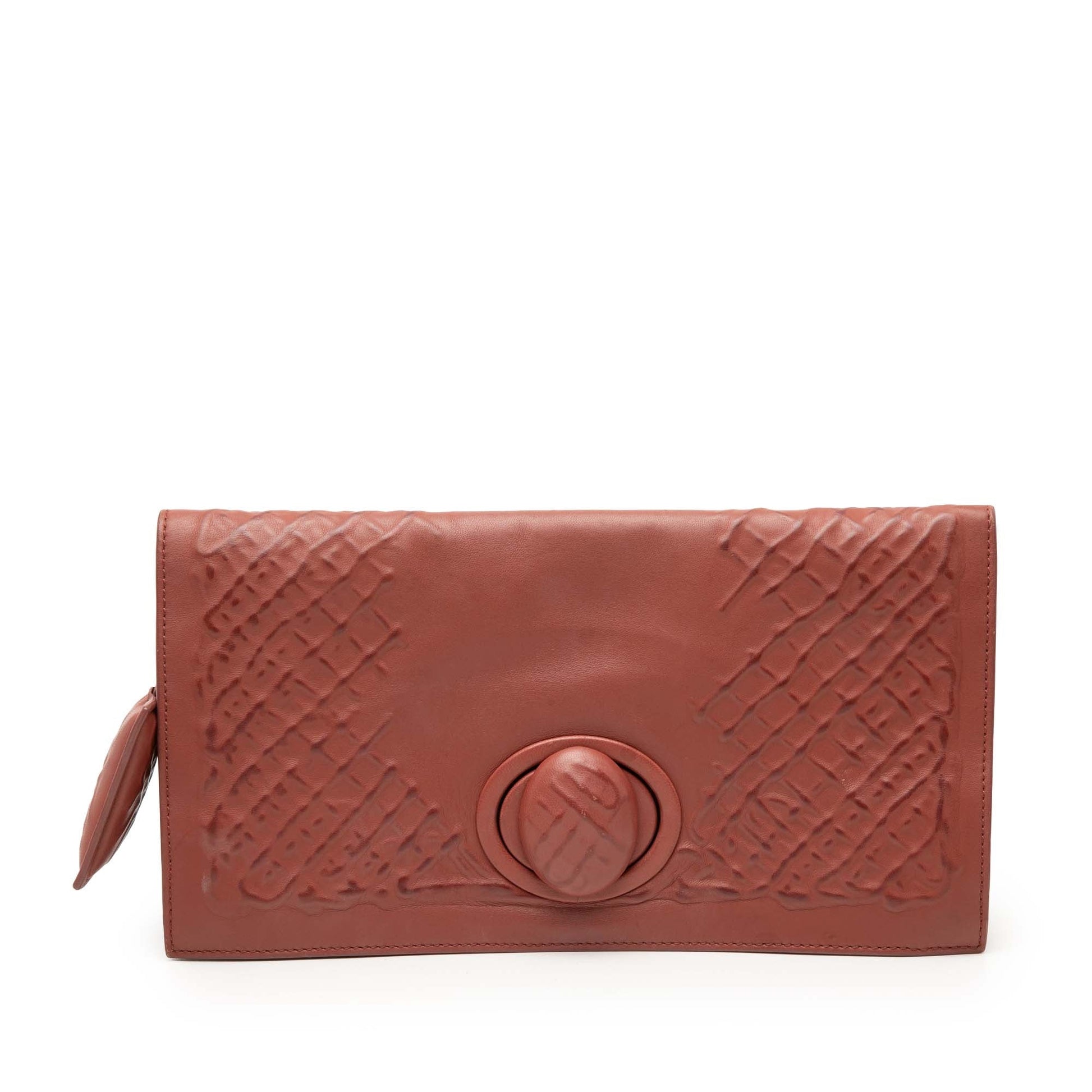 Bottega Veneta Nappa Embossed Intrecciato Turn Lock Clutch