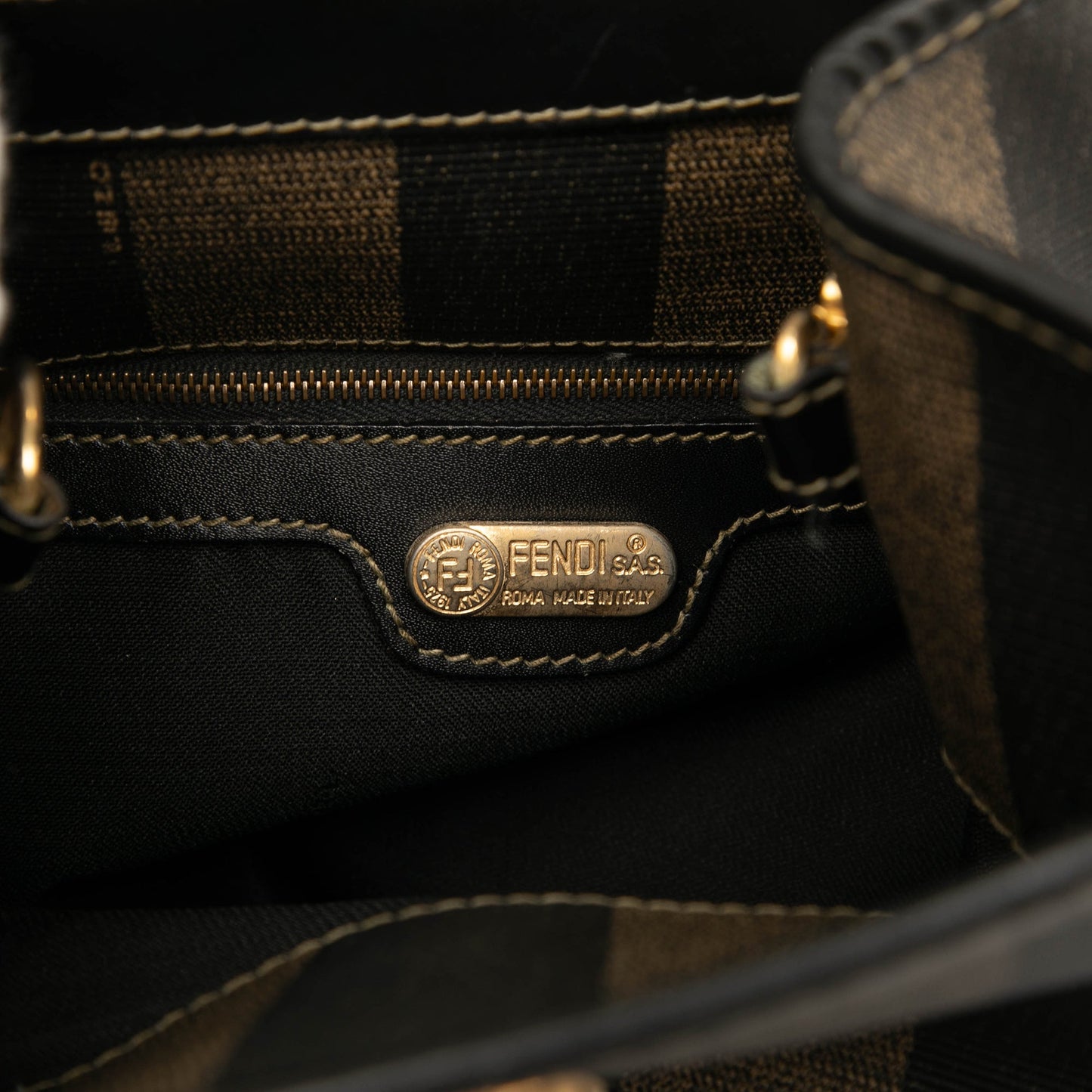 Fendi Pequin Coated Canvas Sling Bag