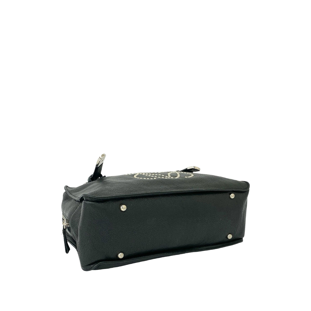 LOEWE Leather Studded Anagram Handbag — Green