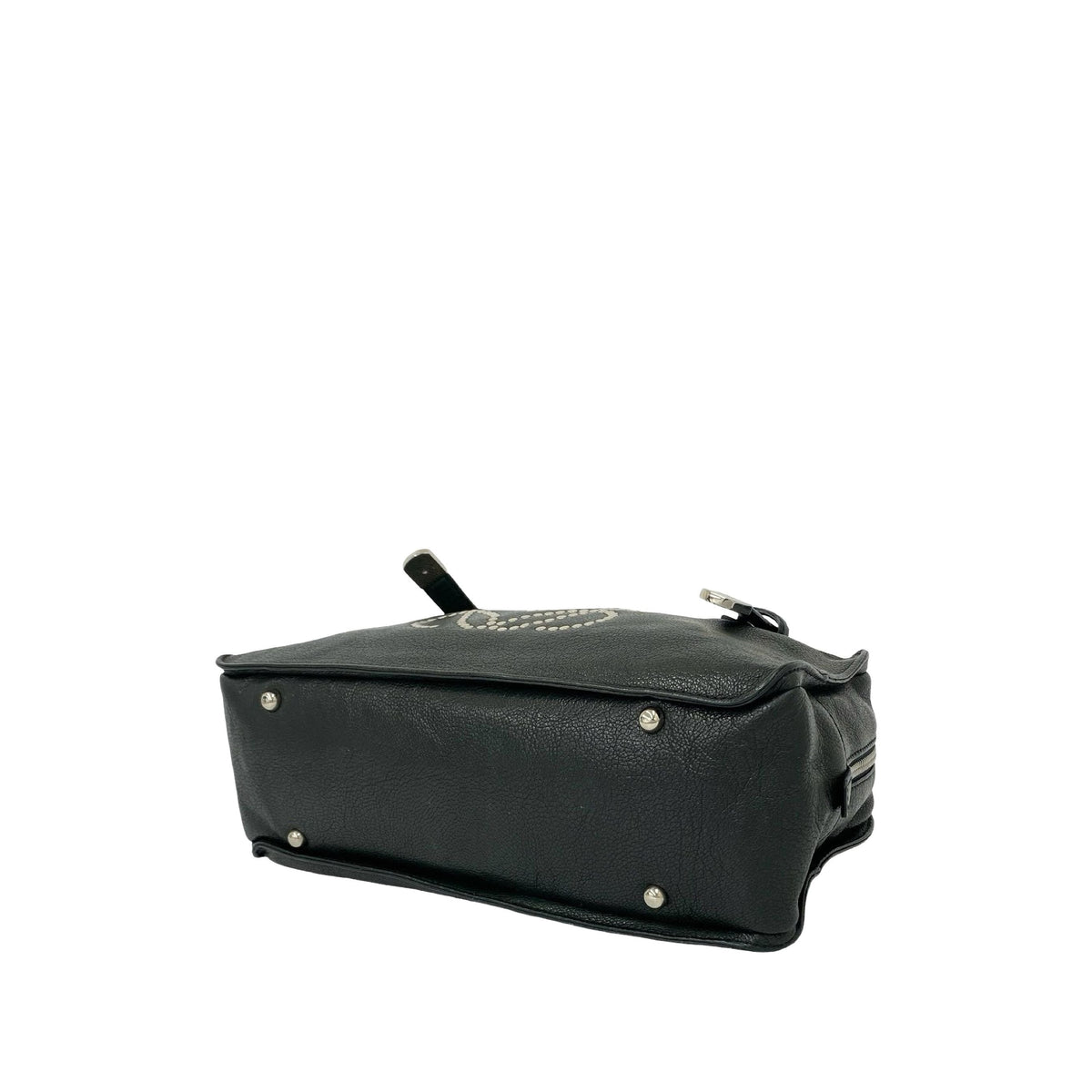 LOEWE Leather Studded Anagram Handbag — Green