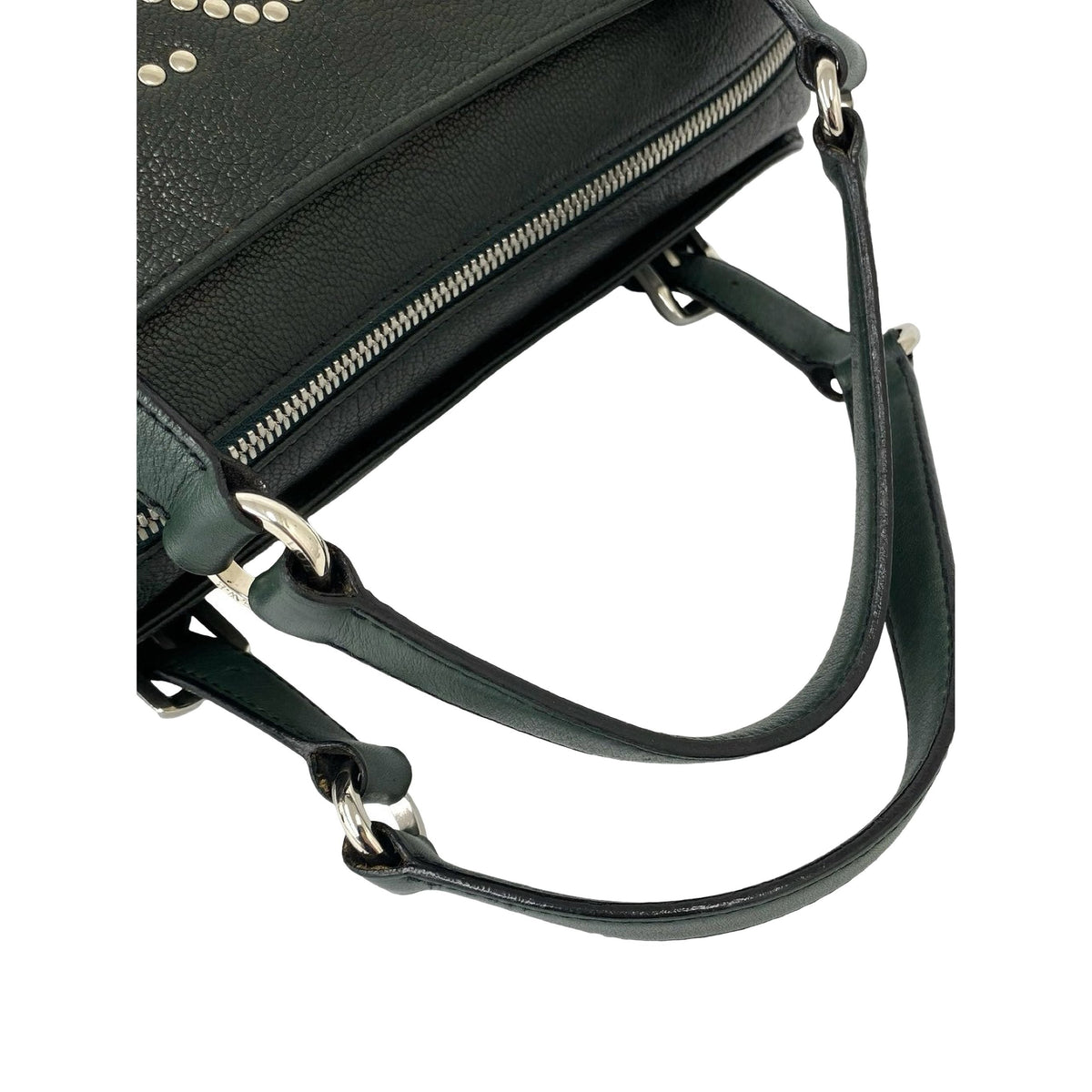 LOEWE Leather Studded Anagram Handbag — Green
