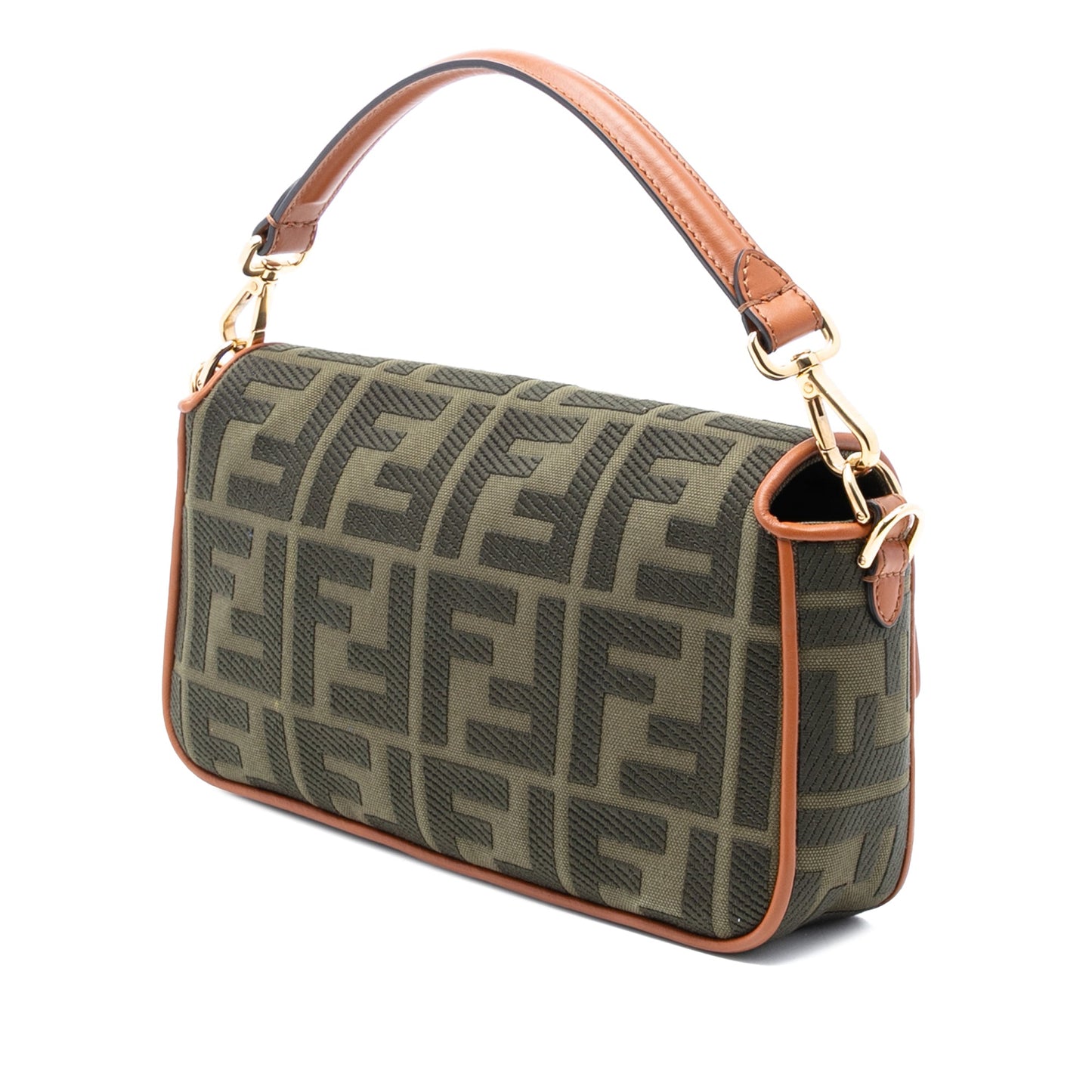 Fendi Zucca Embroidered Canvas Baguette Satchel