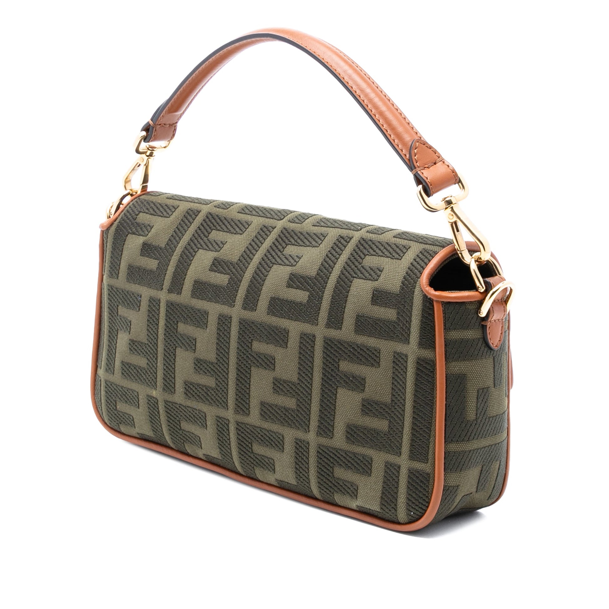 Fendi Zucca Embroidered Canvas Baguette Satchel