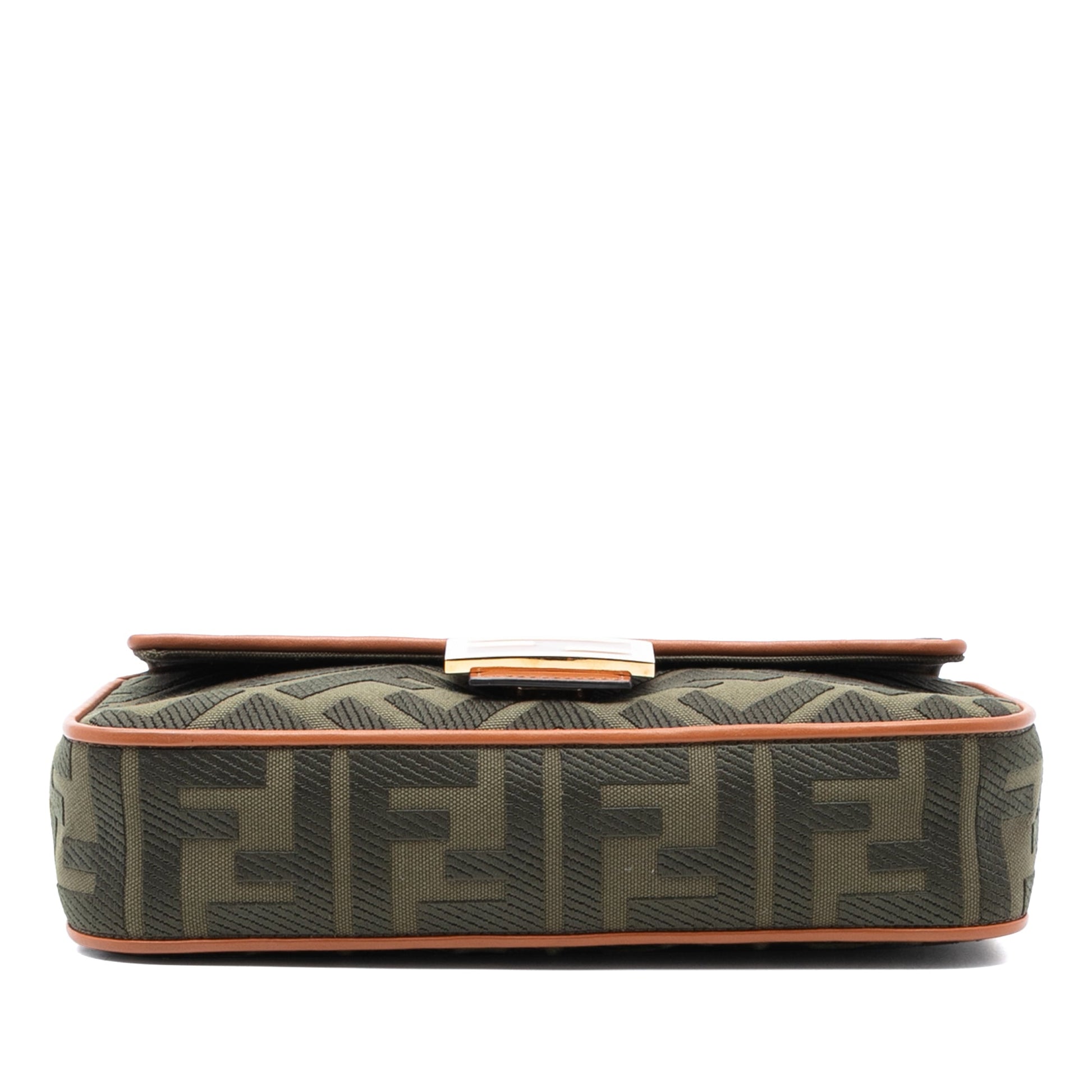Fendi Zucca Embroidered Canvas Baguette Satchel