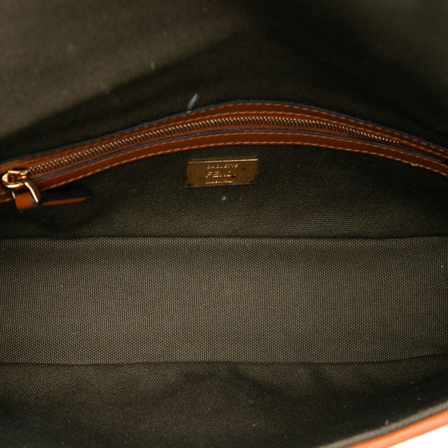 Fendi Zucca Embroidered Canvas Baguette Satchel