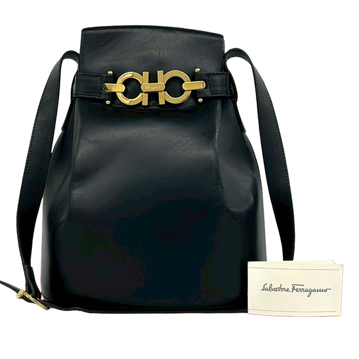 Ferragamo Leather Gancini Bucket Bag