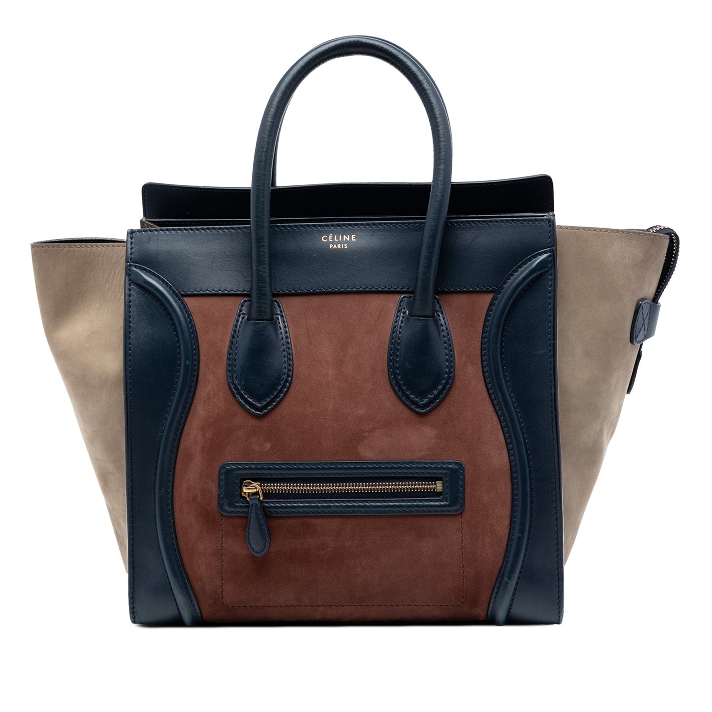 Mini Tricolor Suede and Calfskin Luggage Tote