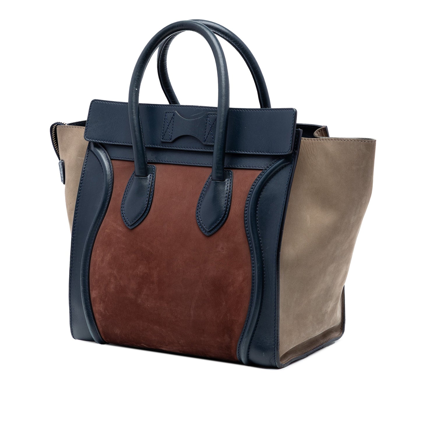 Mini Tricolor Suede and Calfskin Luggage Tote