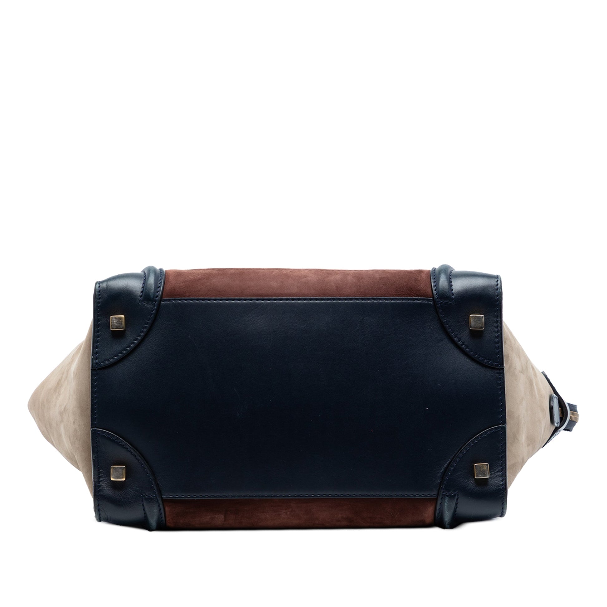 Mini Tricolor Suede and Calfskin Luggage Tote