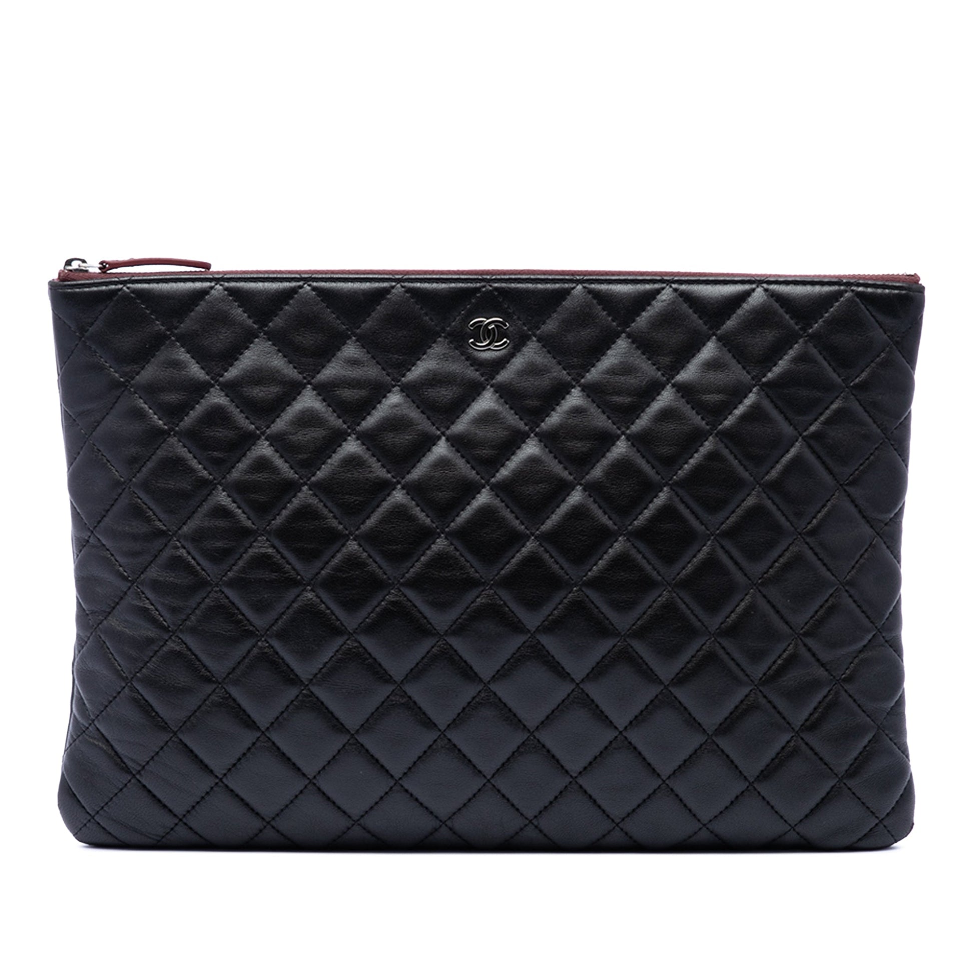 Chanel Large Quilted Lambskin O Case Clutch