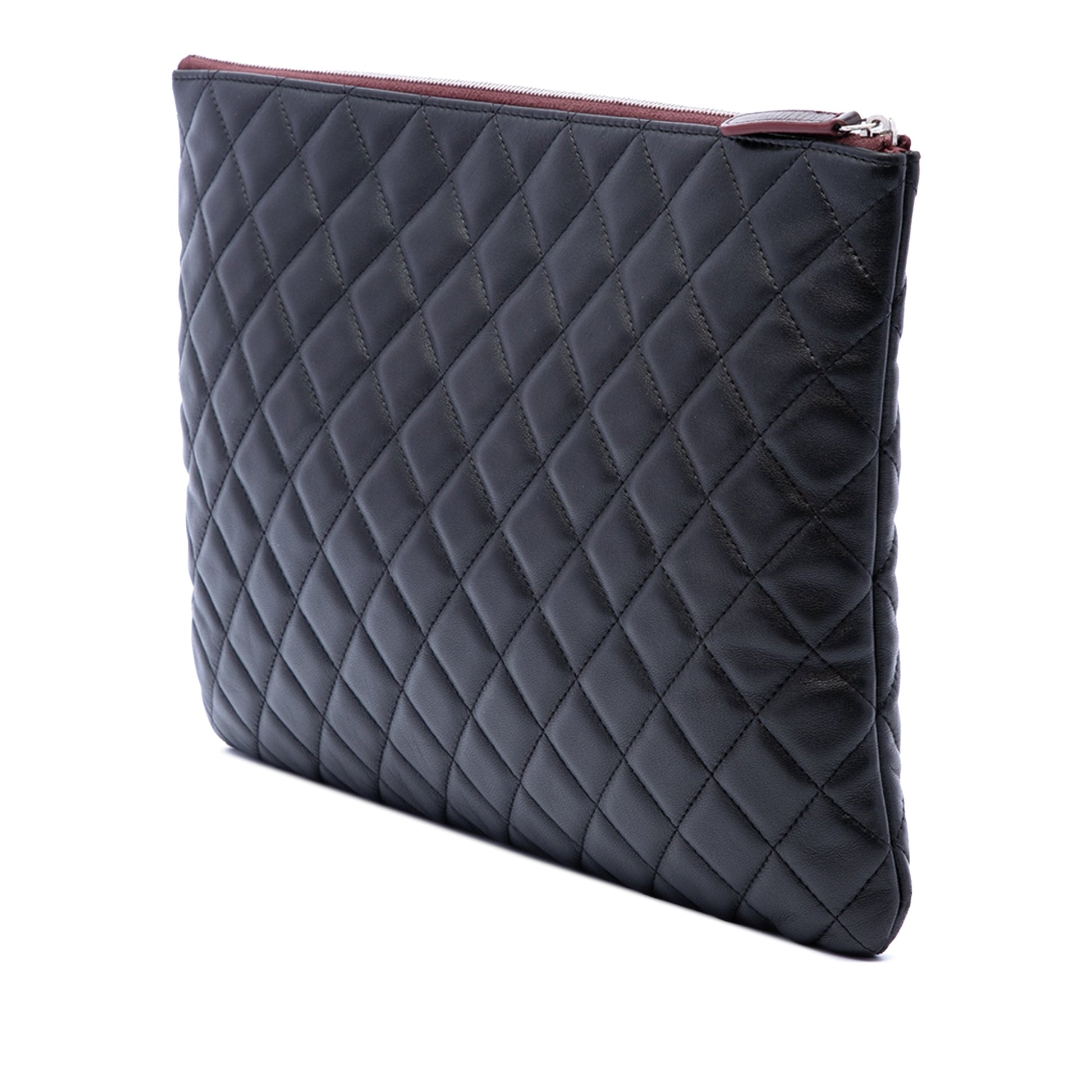 Chanel Large Quilted Lambskin O Case Clutch