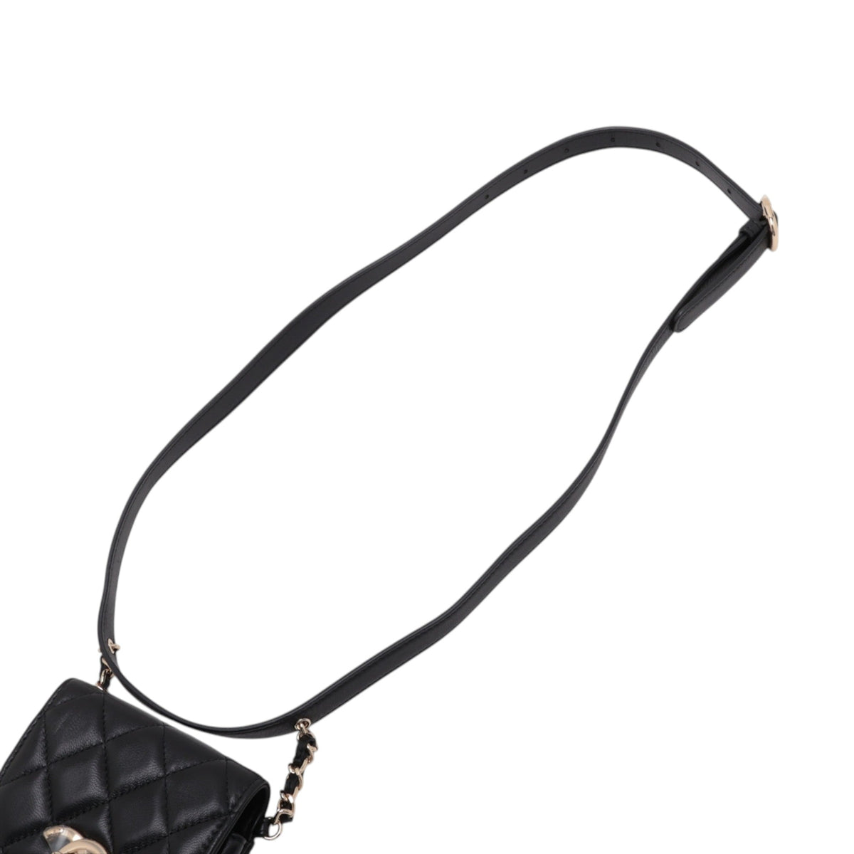 Chanel Quilted Lambskin Phone Chain Clutch Waist Bag — Black