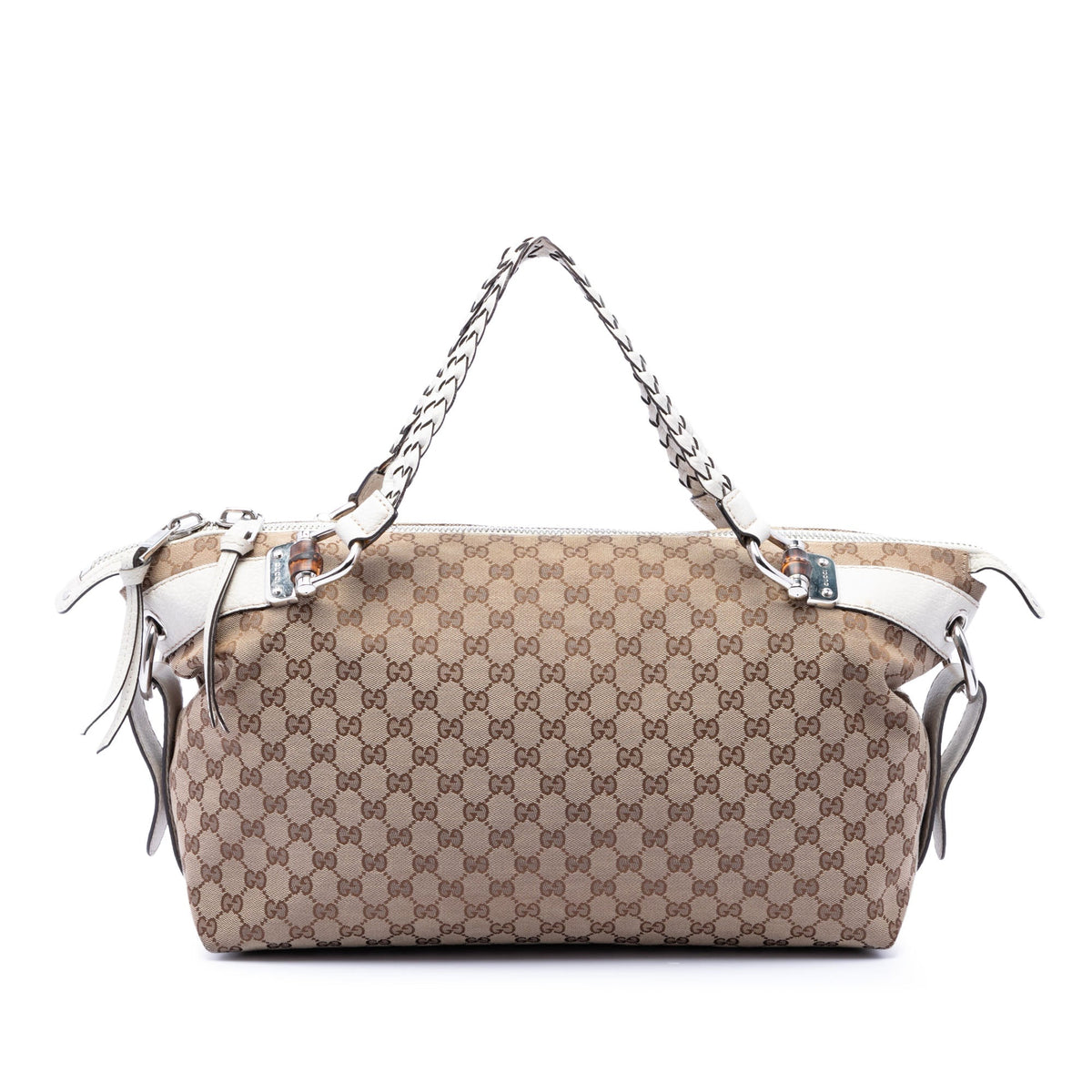 Gucci Medium GG Canvas Bamboo Bar Tote