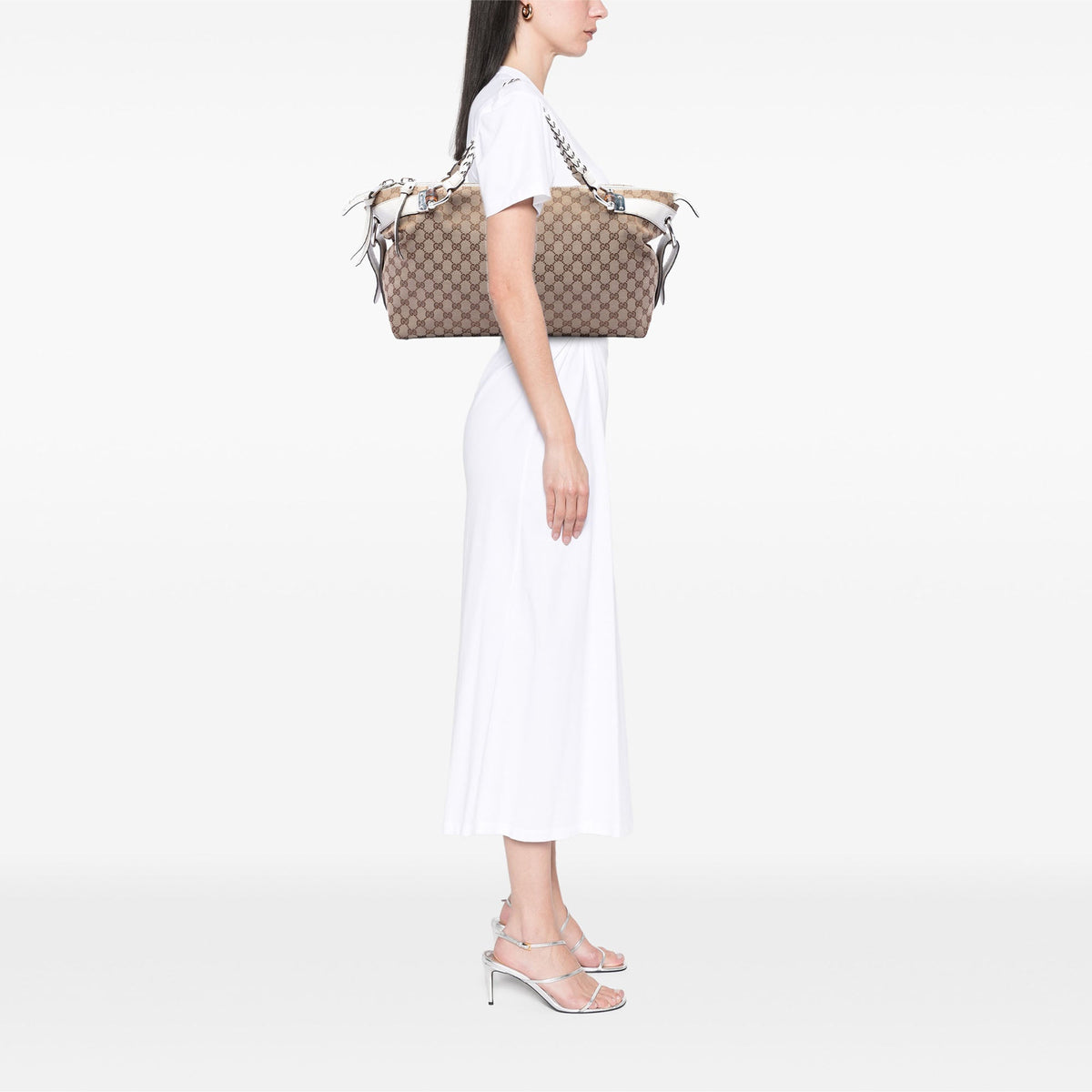 Gucci Medium GG Canvas Bamboo Bar Tote