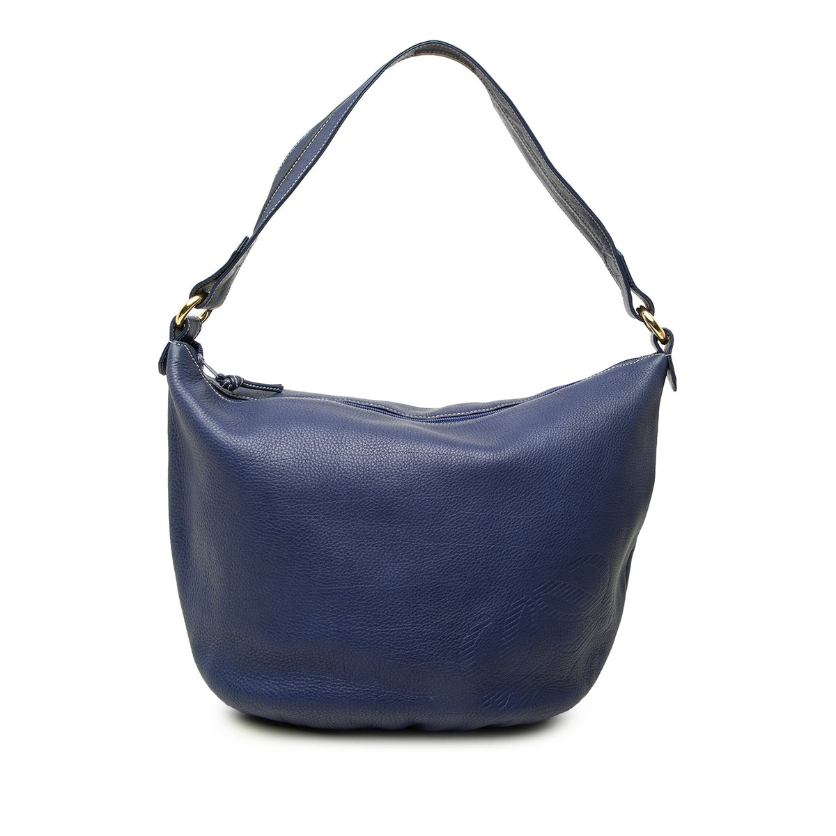 LOEWE Pebbled Calfskin Anagram Hobo — Blue