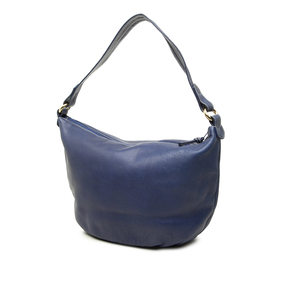 LOEWE Pebbled Calfskin Anagram Hobo — Blue