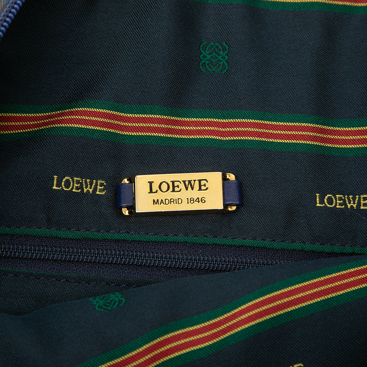 LOEWE Pebbled Calfskin Anagram Hobo — Blue